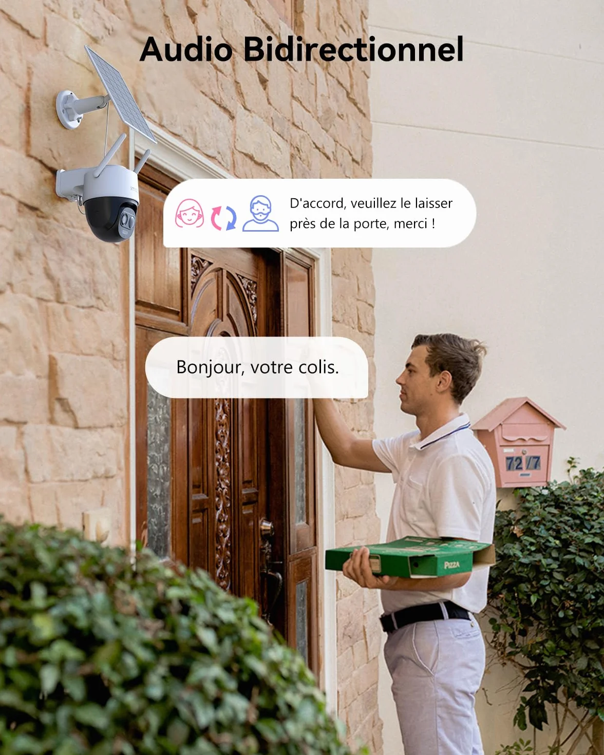 Imou 2K Caméra Surveillance WiFi Exterieure sans Fil Solaire 5000mAh 360° PTZ 2.4GHz IP65