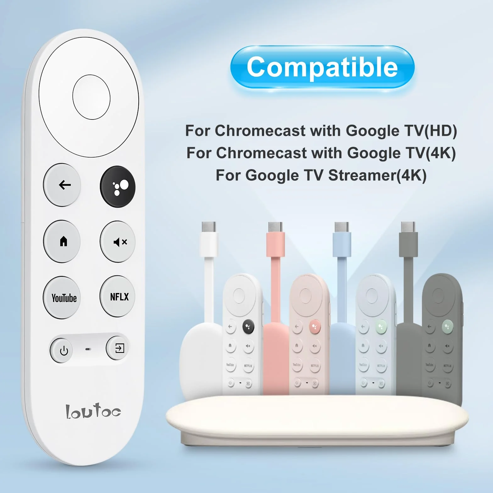 Télécommande-pour-Chromecast-Google-with-TV, Telecommande pour Snow Google-Chromecast-4K / HD/Streaming Stick & Google TV Streamer