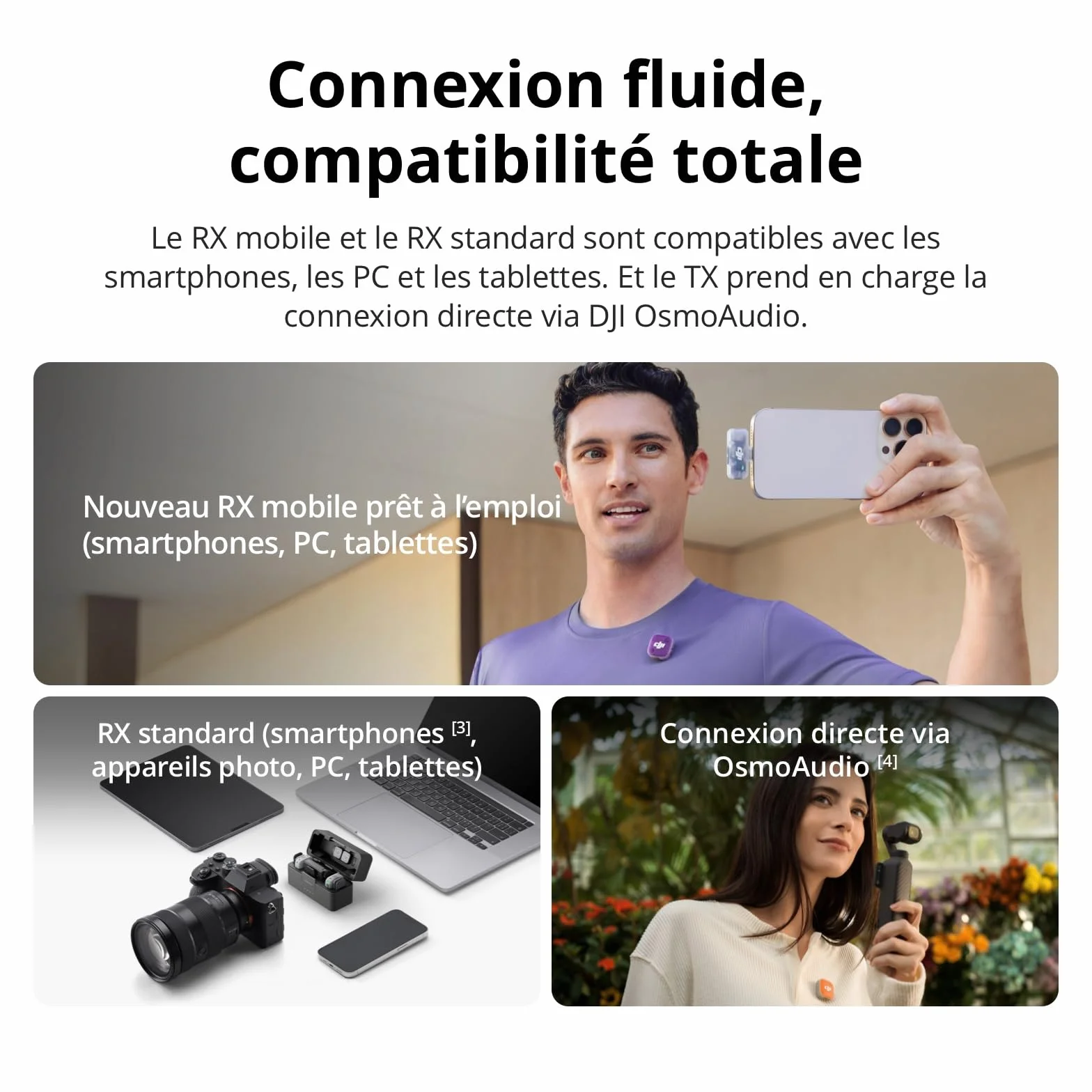 DJI Mic Mini 2 (2 TX + 1 RX Standard + boîtier de Recharge), Micro Cravate DJI, Micro sans Fil pour iPhone et Android/Appareil Photo/Tablette/PC, Transmission 400m, Cache magnétique Multicolore
