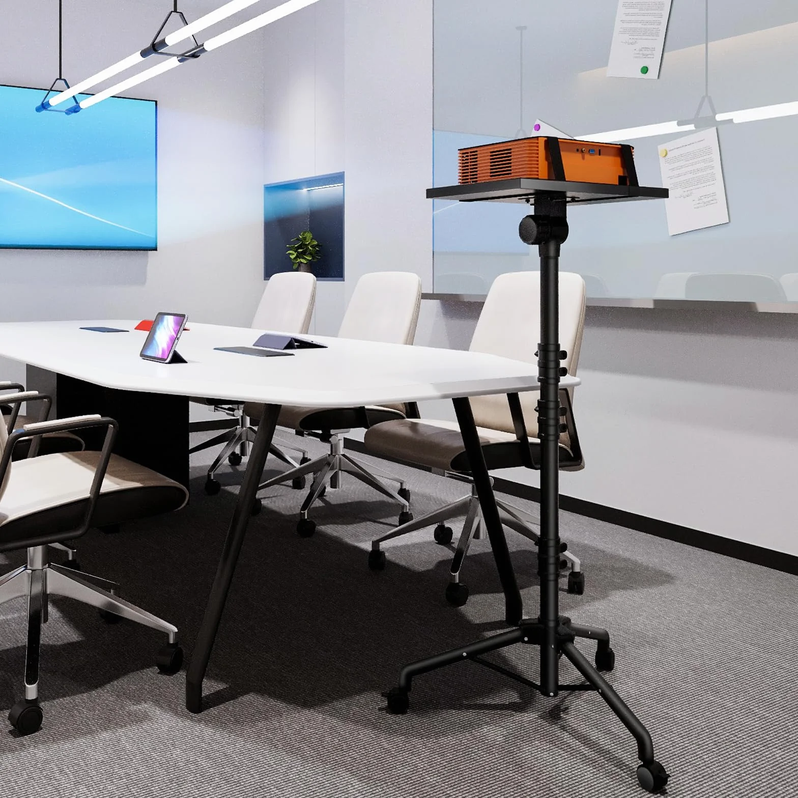 CAHAYA Support de Vidéoprojecteur Mobile Pliable Hauteur Réglable 73,6-165 cm Charge 10 kg