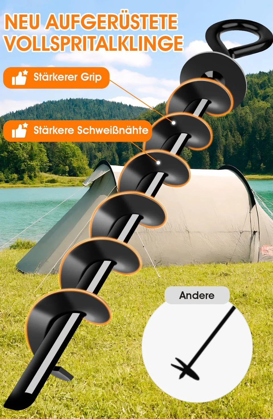 Lot de 4 piquets vissés pour fixation trampoline auvent balançoire