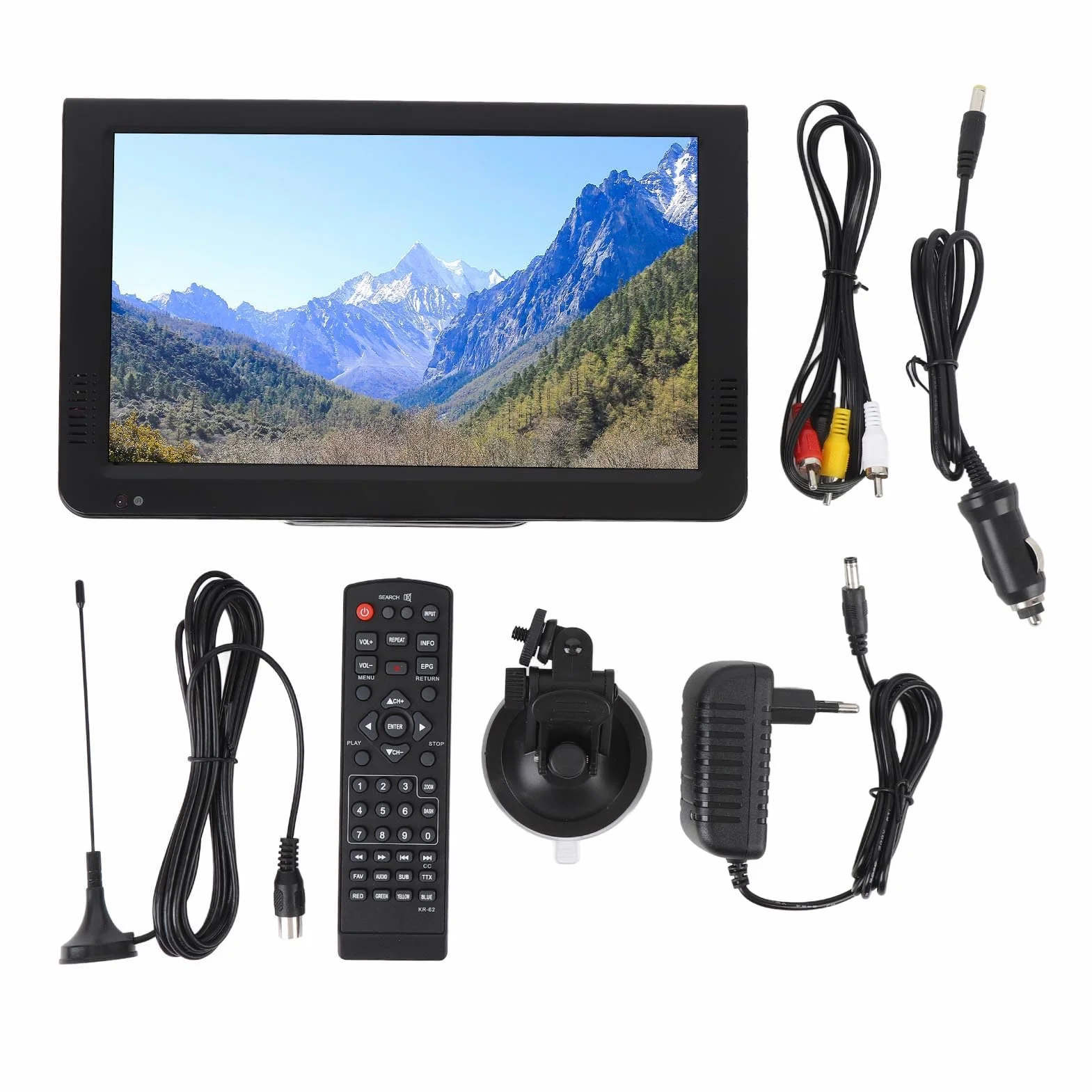 Asixxsix Téléviseur Numérique 10 Pouces, Téléviseur Portable avec Batterie 4000 MAh et Lecture Vidéo 1080P, Emplacement USB et Carte, Tuner Numérique intégré, pour Camping en Voiture de