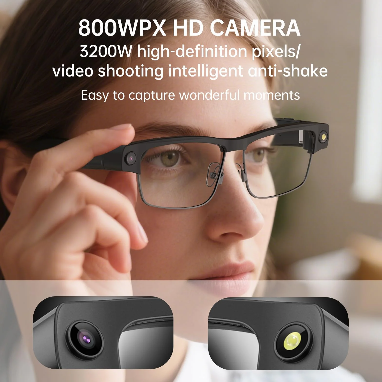 Lunettes Connectées Intelligentes avec Caméra HD 1080P – Smart Glasses avec Vidéo, Vocale AI, Audio Open-Ear, Appels & Musique, Micro ANC, Wi-Fi, Traduction et Protection UV – Pour Hommes Femmes