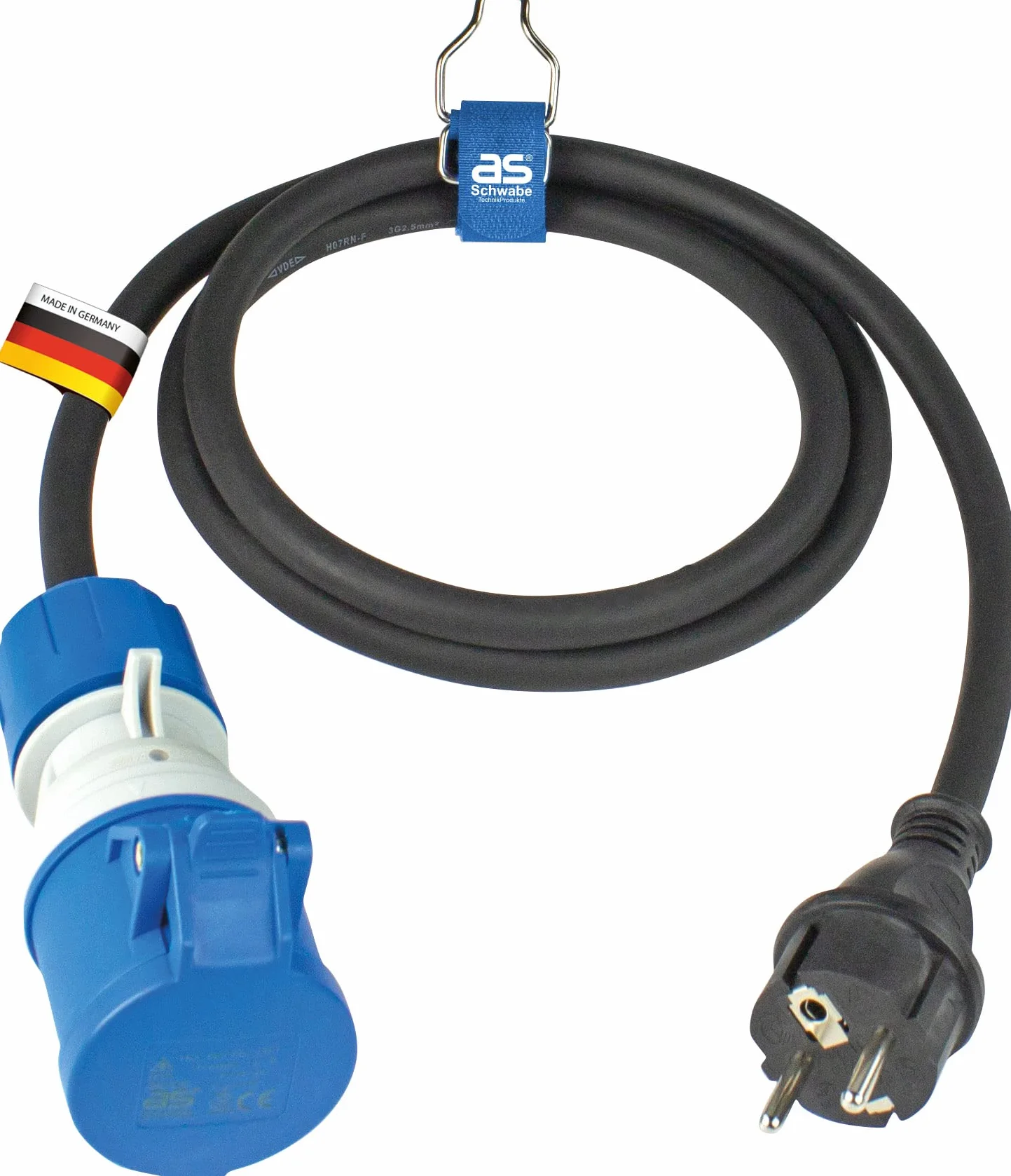 Schwabe Câble adaptateur CEE 1.5m, coupleur 3 pôles avec indicateur de tension, IP44