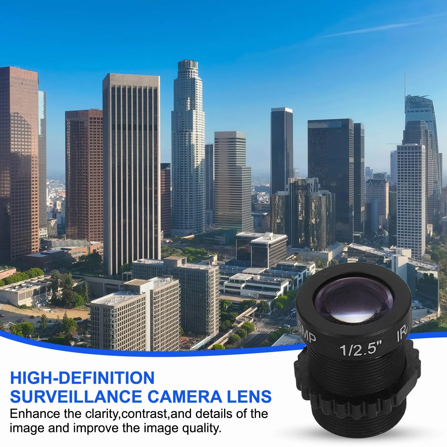 Objectif De Caméra CCTV 12mm HD 5MP Sécurité Angle Large Monture M12 Ouverture Fixe