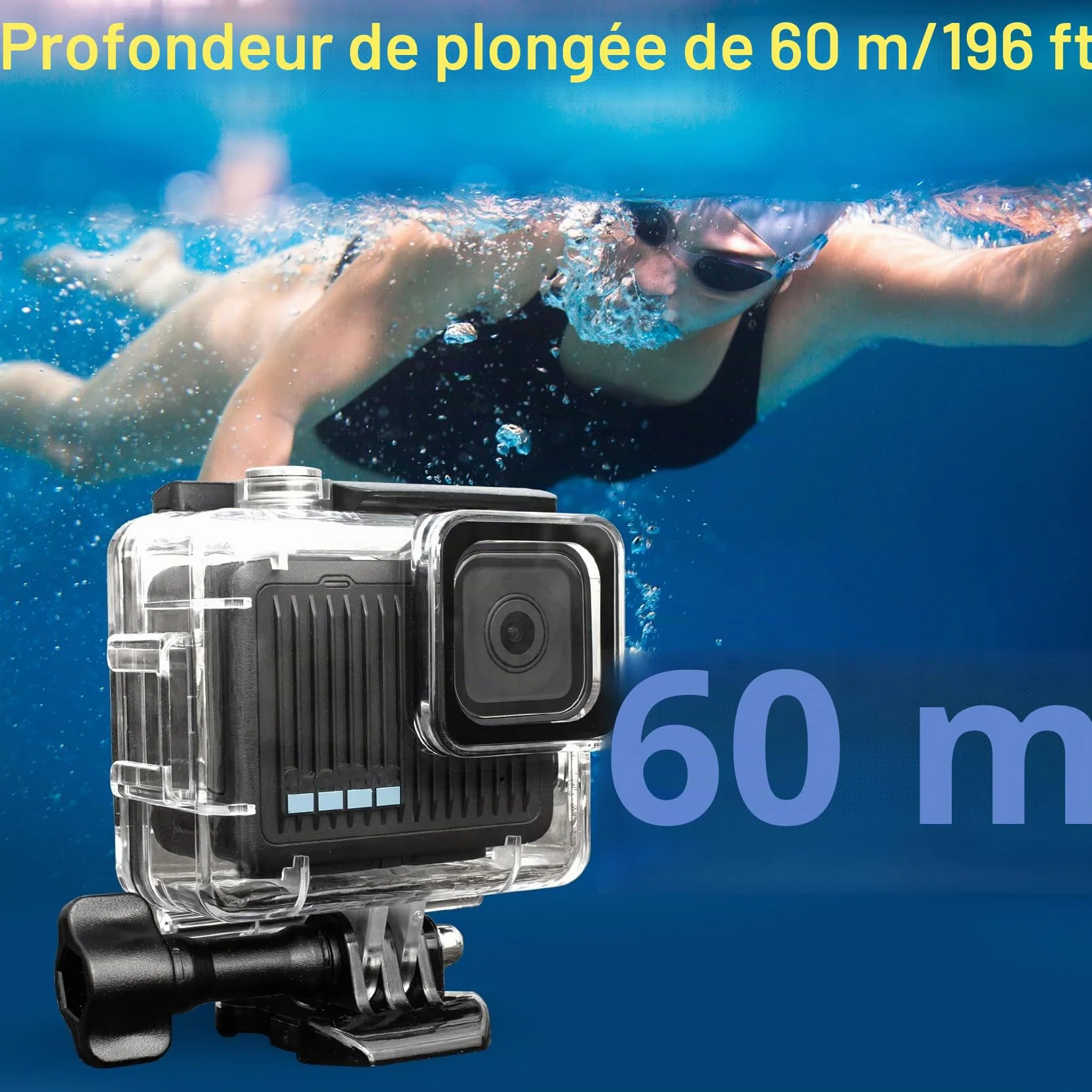 FitStill Boîtier de plongée étanche 60 m Compatible GoPro Hero 4K Coque Protection Support
