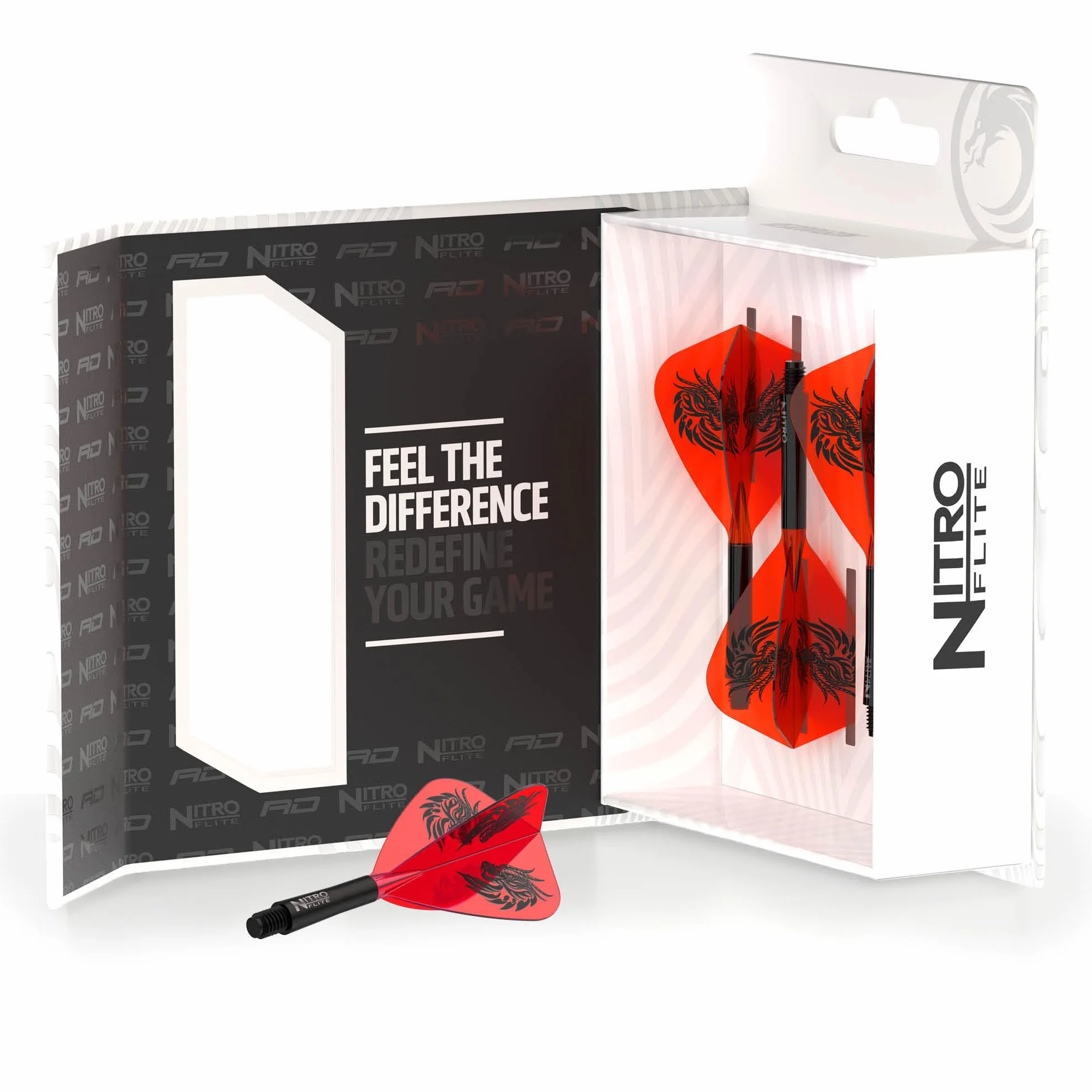 RED DRAGON Fléchettes Nitro Flite Système Flight & Shaft Intégré Jonny Clayton The Ferret Noir Orange Moyenne