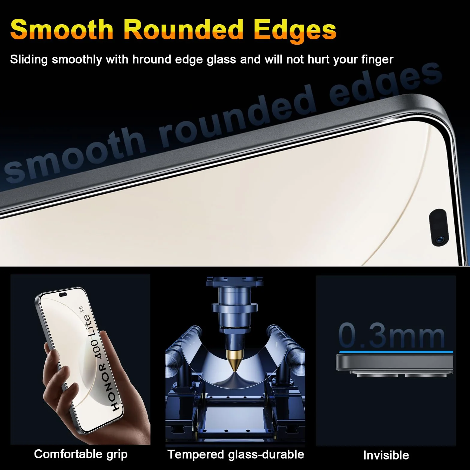 QULLOO Verre Trempé pour Honor 400 Lite 5G, 3 Pièces Protecteur D'écran et 2 Pièces Caméra Arrière Protecteur, 9H Dureté Film Protection Écran HD Clarté Anti Rayures Vitre Protection