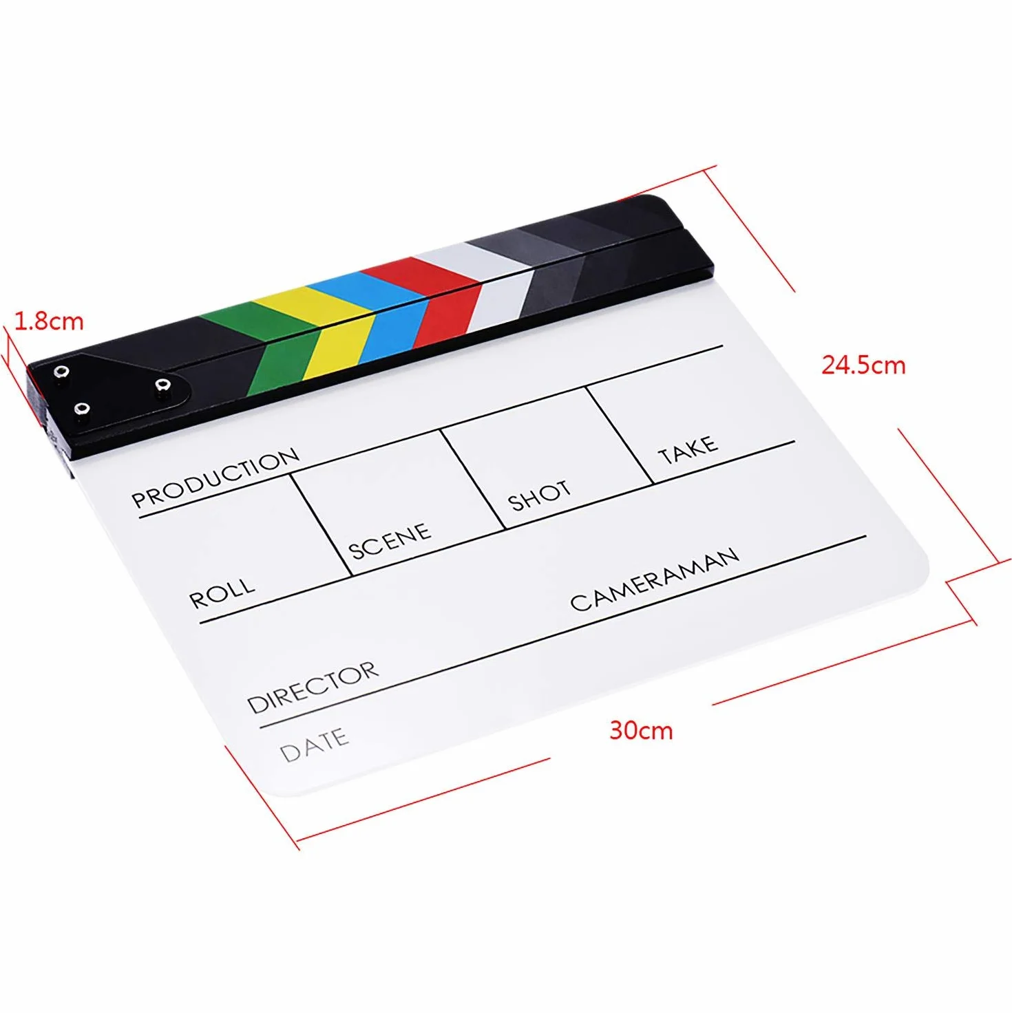 30x24cm Acrylique Blanc Clap Cinéma Film Cut Action Scène Clapper Board Ardoise, Scènes D'action Cut Clapper Ardoise avec Perche pour Publicité Vidéo