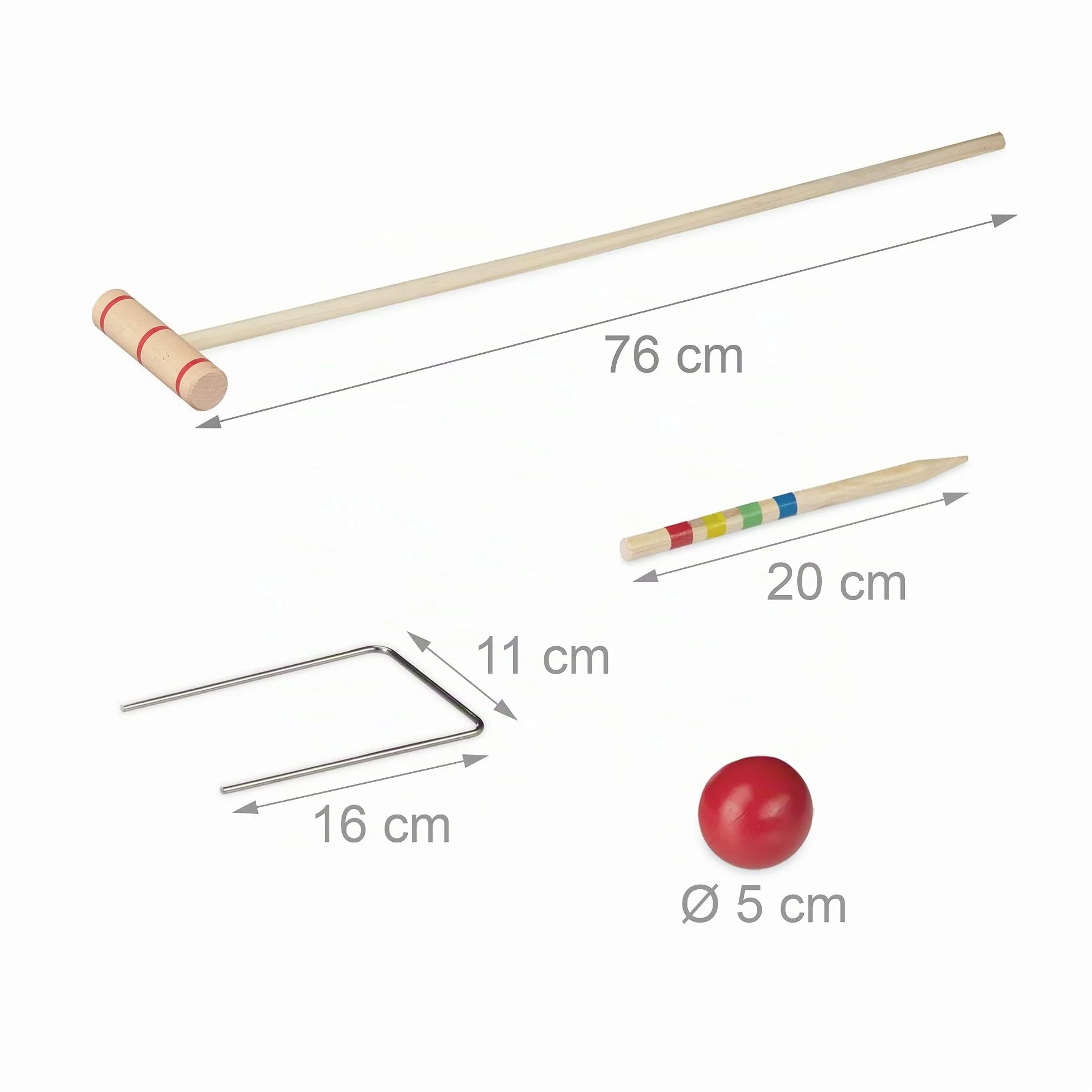 Relaxdays Jeu de Croquet en Bois, 6 Joueurs, Set Complet avec Sac