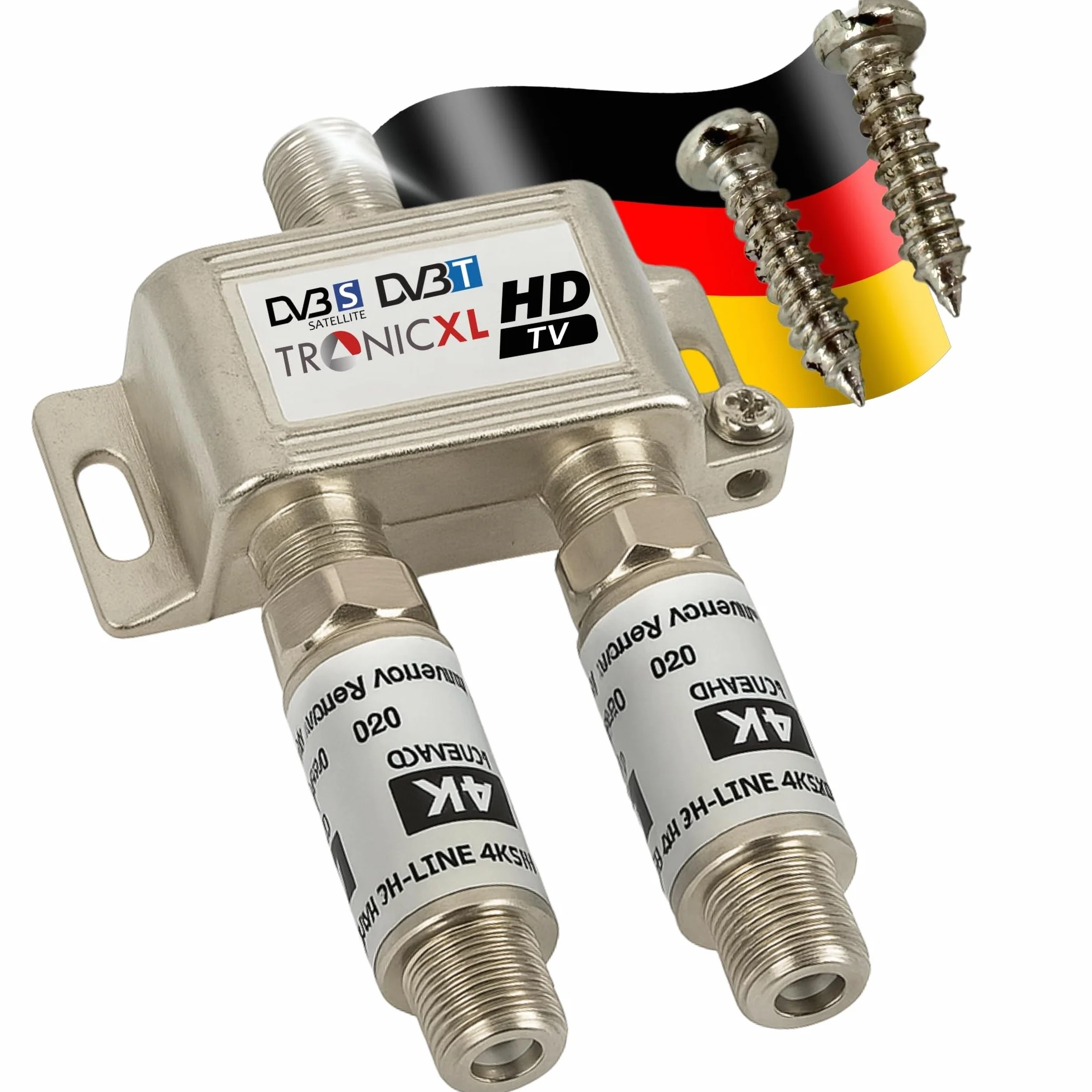 TronicXL Répartiteur satellite 2 voies 40 dB I Répartiteur d'antenne DVB-S2 DVB-T2 souple avec amplificateur pour amplificateur de signal HDTV 3D 4K pour une bonne réception