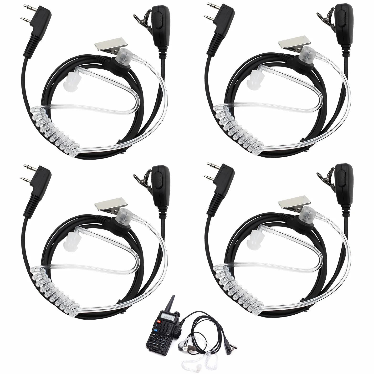 Oreillette Talkie Walkie, 4 Pièces Oreillette Compatible avec BAOFENG, Oreillette Talkie Walkie pour BAOFENG, Oreillette Radio Bidirectionnelle Kenwood, UV5R 888S RT24 RT27 HESENATE HT999-150CM