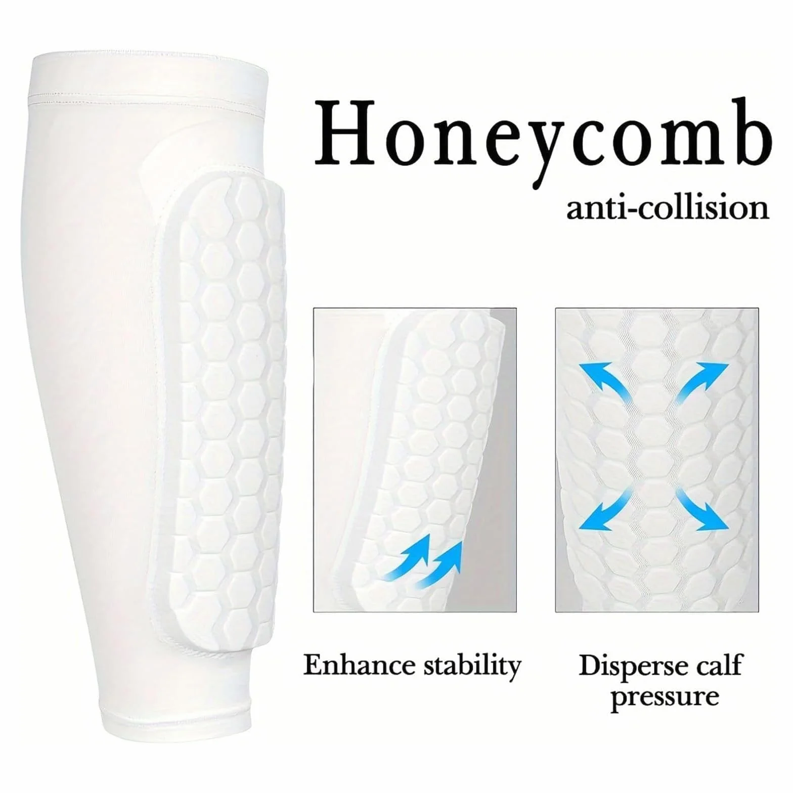 Chaussette Protege Tibias Ski Anti-Collision Longs élastiques Structure Nid d'abeille pour Skier Football