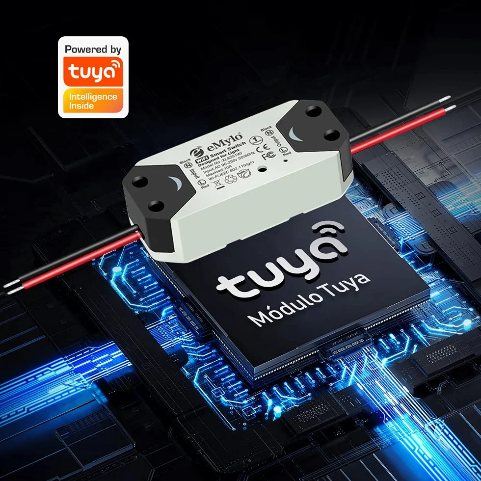 eMylo Commutateur WiFi intelligent Interrupteur d'éclairage WiFi universel Smart Home DIY Module de relais sans fil Télécommande Minuterie Commande vocale avec Alexa, Google Home Via Android IOS 2PCS