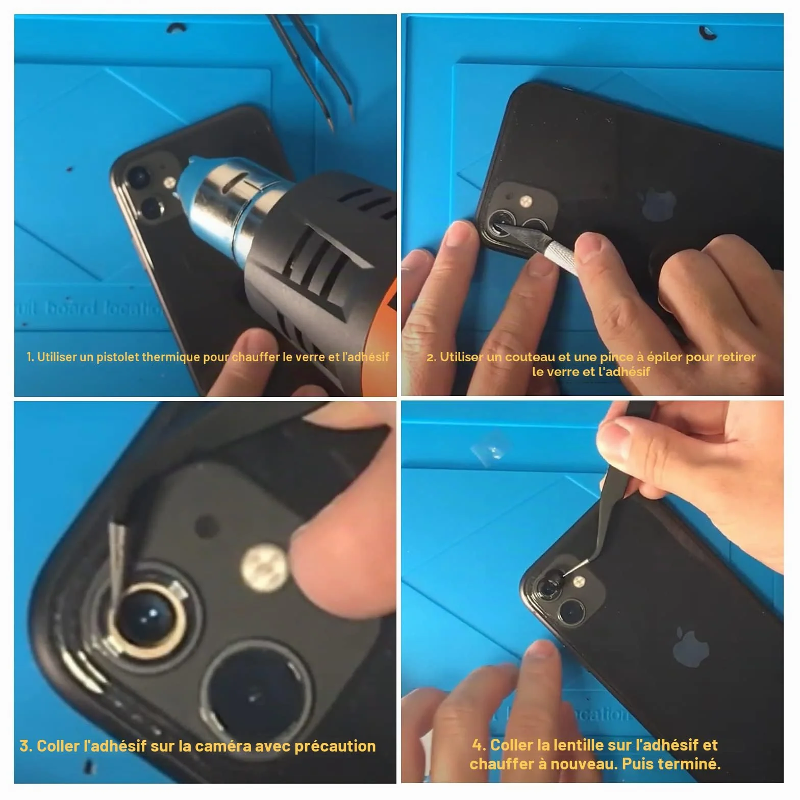 Lentille de rechange d'origine pour caméra arrière iPhone 13 Pro et iPhone 13 Pro Max avec adhésif pré-installé et kit d'outils de réparation