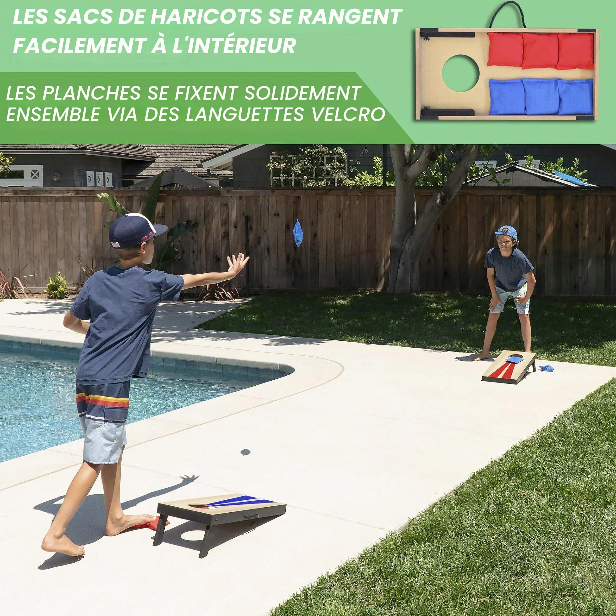 GoSports Jeu Cornhole Portable 61 x 30,5 cm avec 6 Sacs
