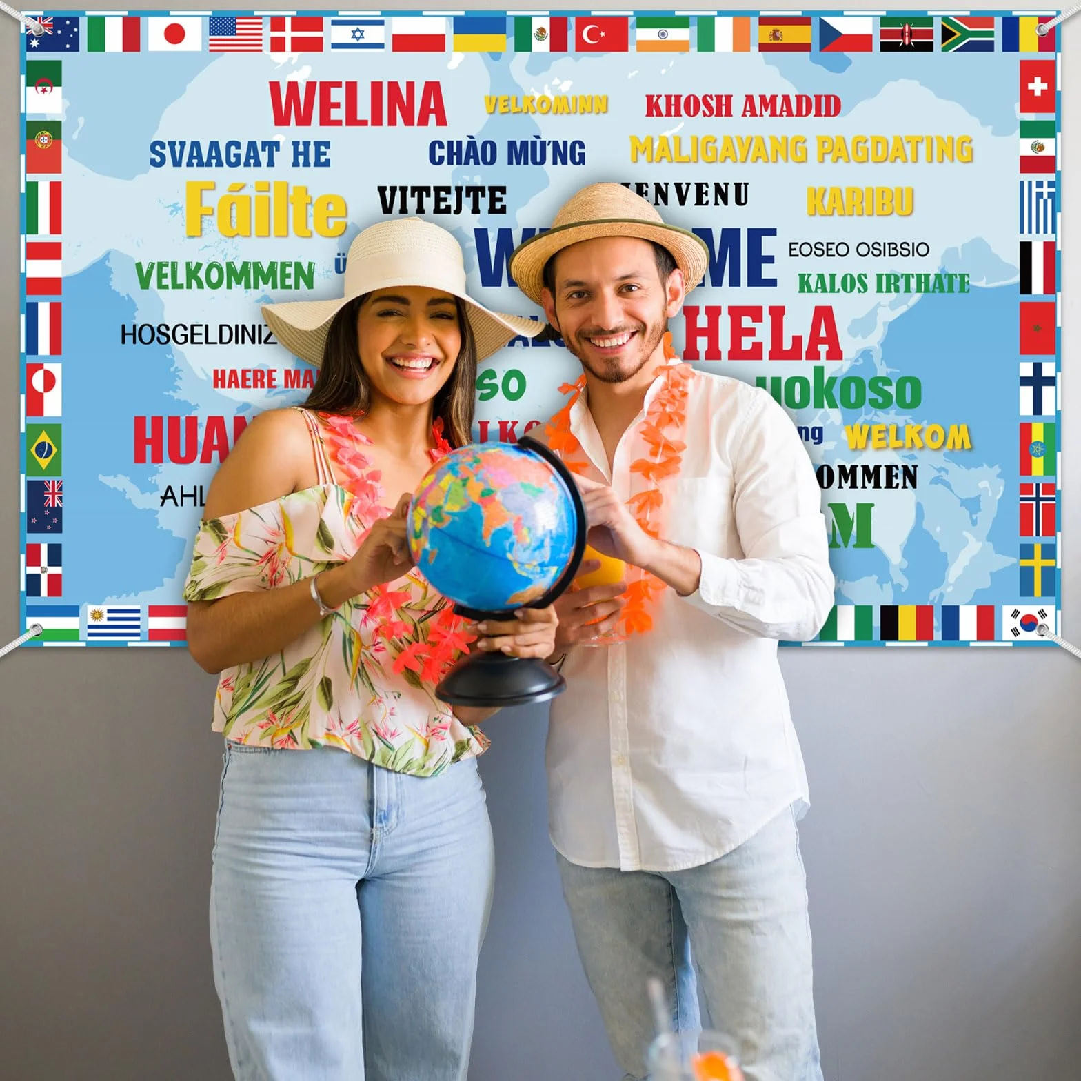 Tatuo Drapeau International de Bienvenue Bannière Fond Autour du Monde décorative événements Sportifs