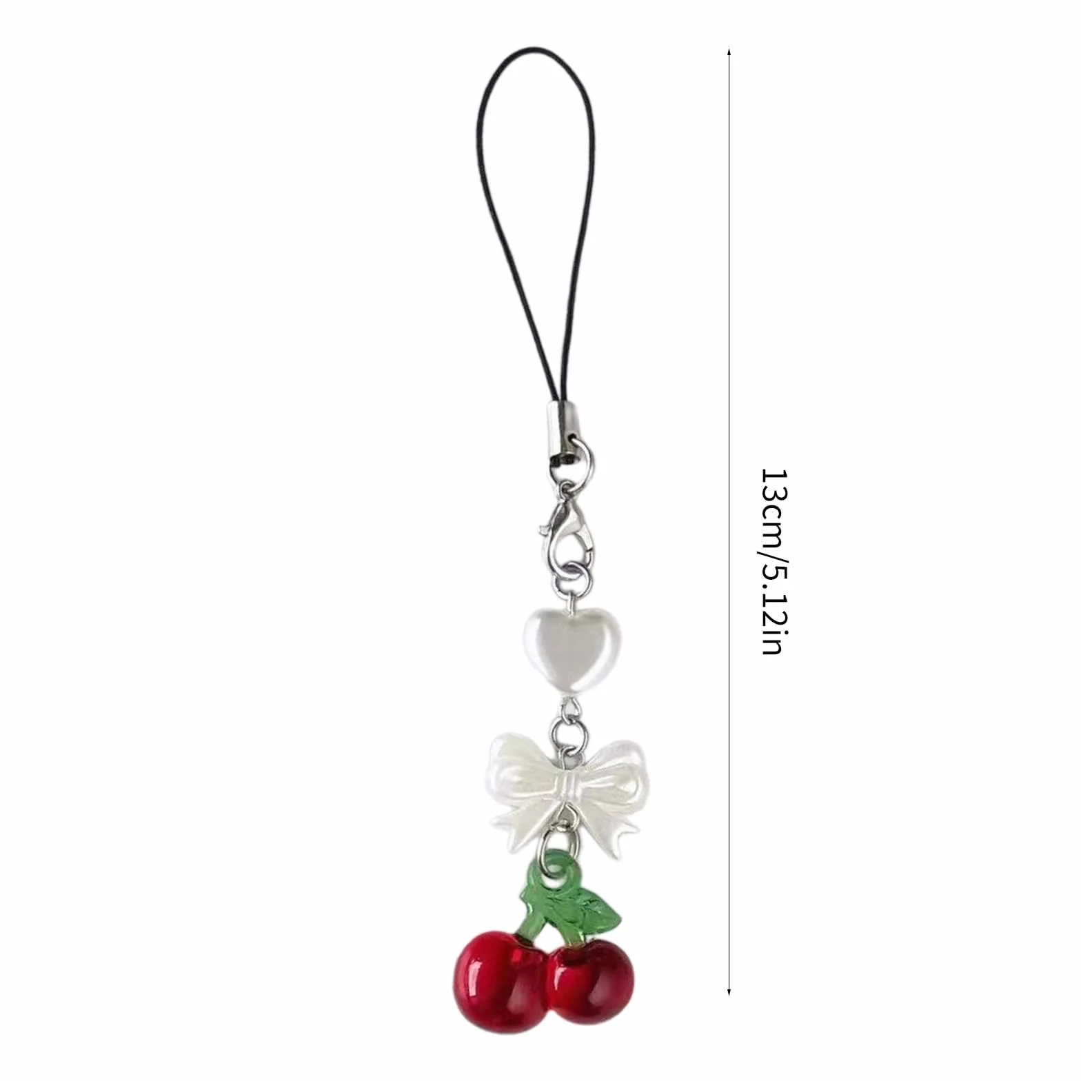 Breloque de téléphone en forme de cerise fabriquée à la main, pendentif fruit, chaîne et sangle pour sac à dos