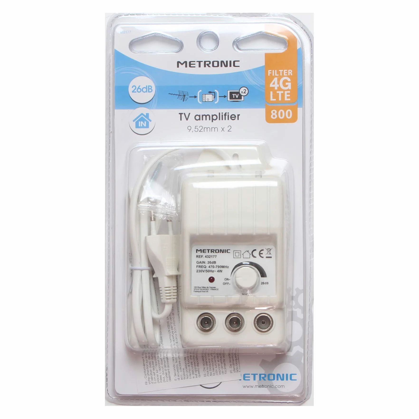 Metronic Amplificateur d'intérieur 4G/5G Blanc avec réglage de gain