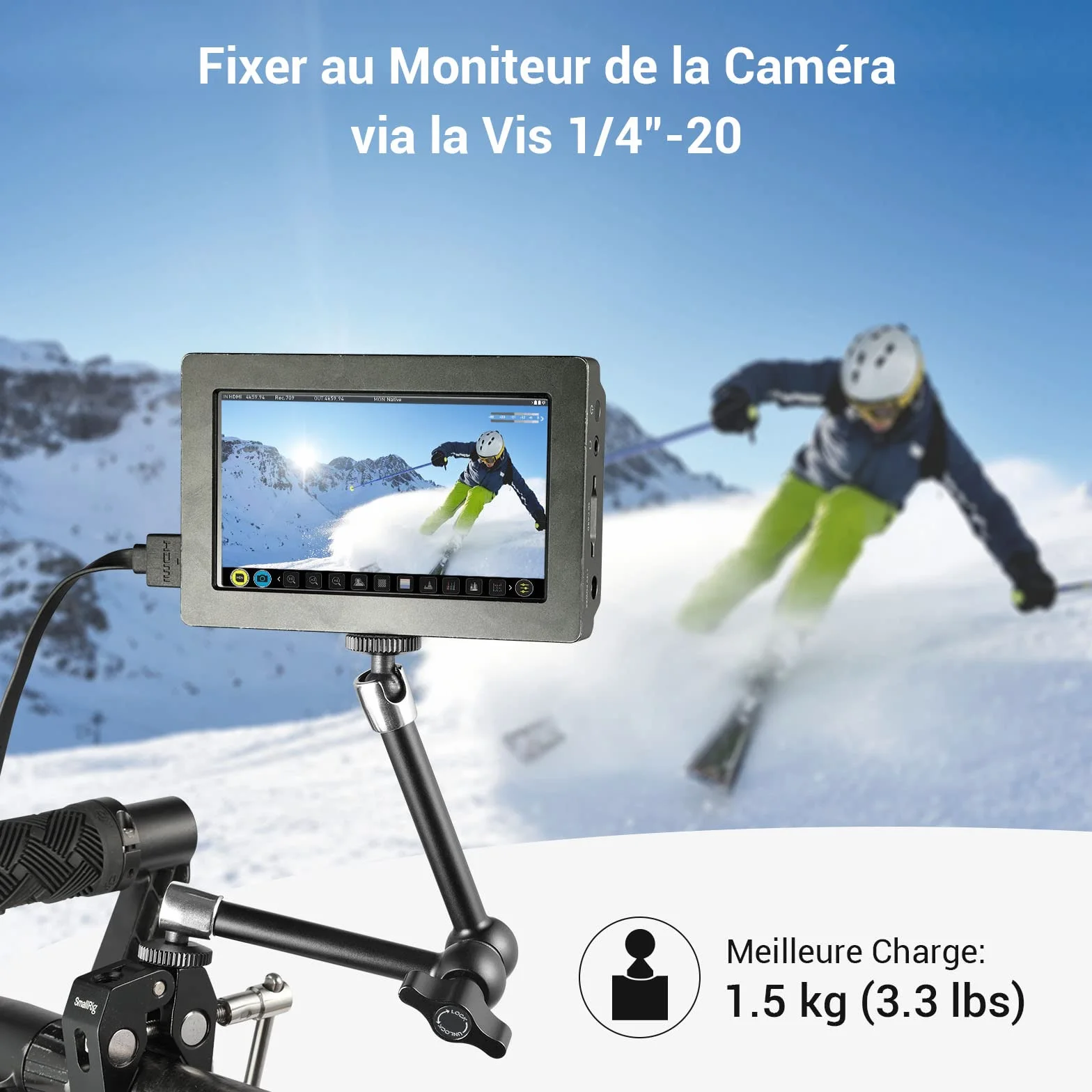 (Version Mise à Jour) SMALLRIG Bras Articule Magic Arm 10 Pouces Bras de Friction Reglable pour Moniteur LCD LED Light Caméra DSLR Rig - 2066B