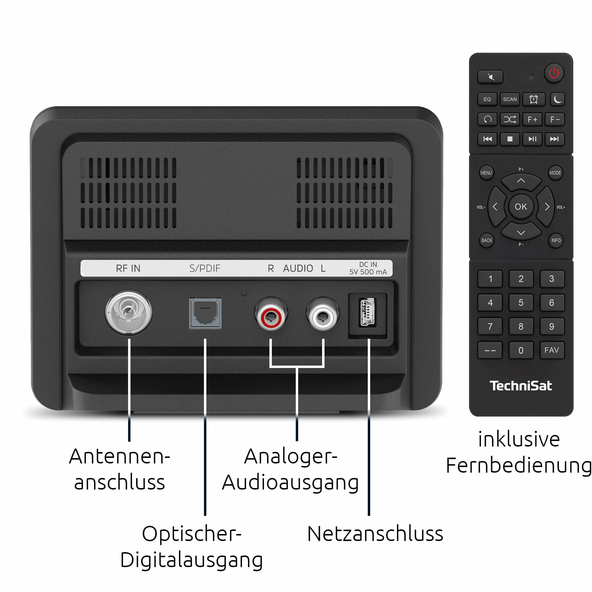 TechniSat DIGITRADIO 11 IR Adaptateur Dab+ et Radio Internet (Wi-FI, écran Couleur, Bluetooth, télécommande, réveil, sans Haut-Parleur, idéal pour la Mise à Niveau des systèmes Hi-FI existants)