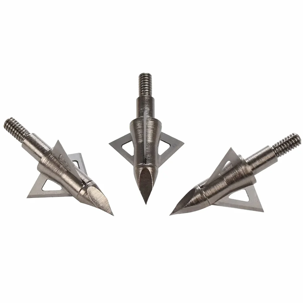 Pointes Larges de tir à l'arc 100 125 Grain 3 Lames Fixes Paquet de 12 pour Arbalètes Flèches