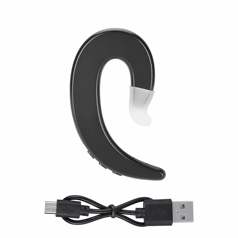 Casque Bluetooth sans Bouchon d'oreille, sans Fil Mains Libres Crochet d'oreille Casque Bluetooth Casque à Conduction osseuse indolore pour Smartphones Conduite d'affaires(Noir)