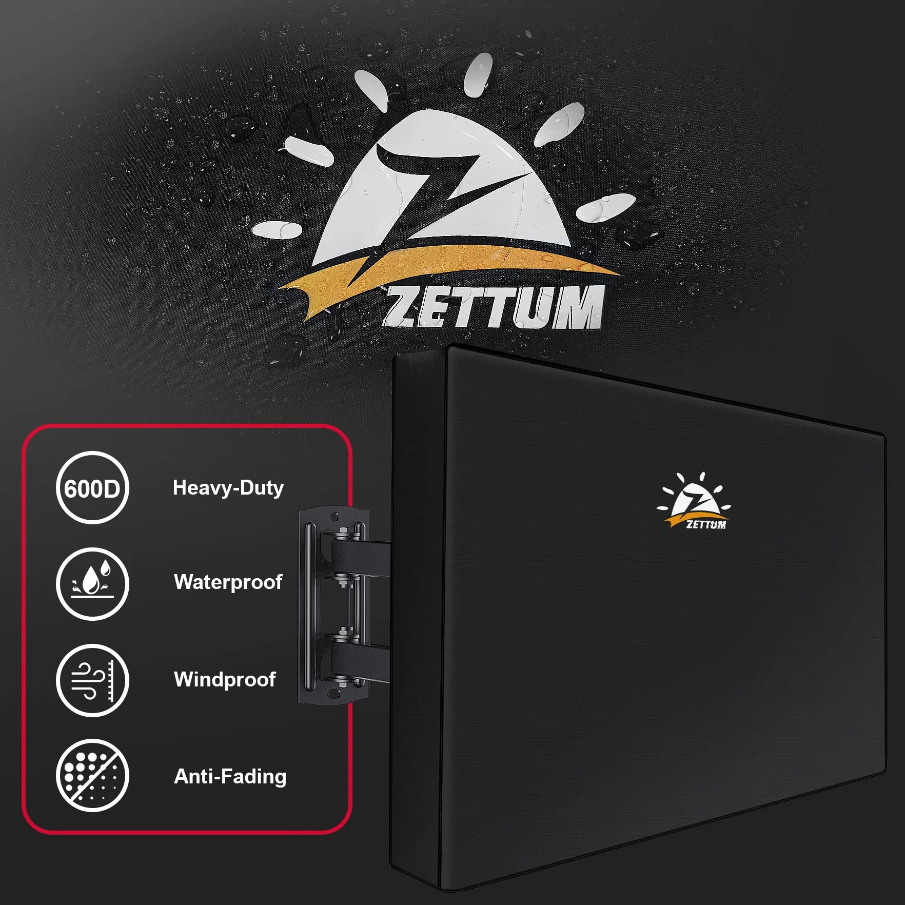 Housse de protection pour TV d'extérieur 32 Pouce – 600D résistante aux intempéries étanche Noir