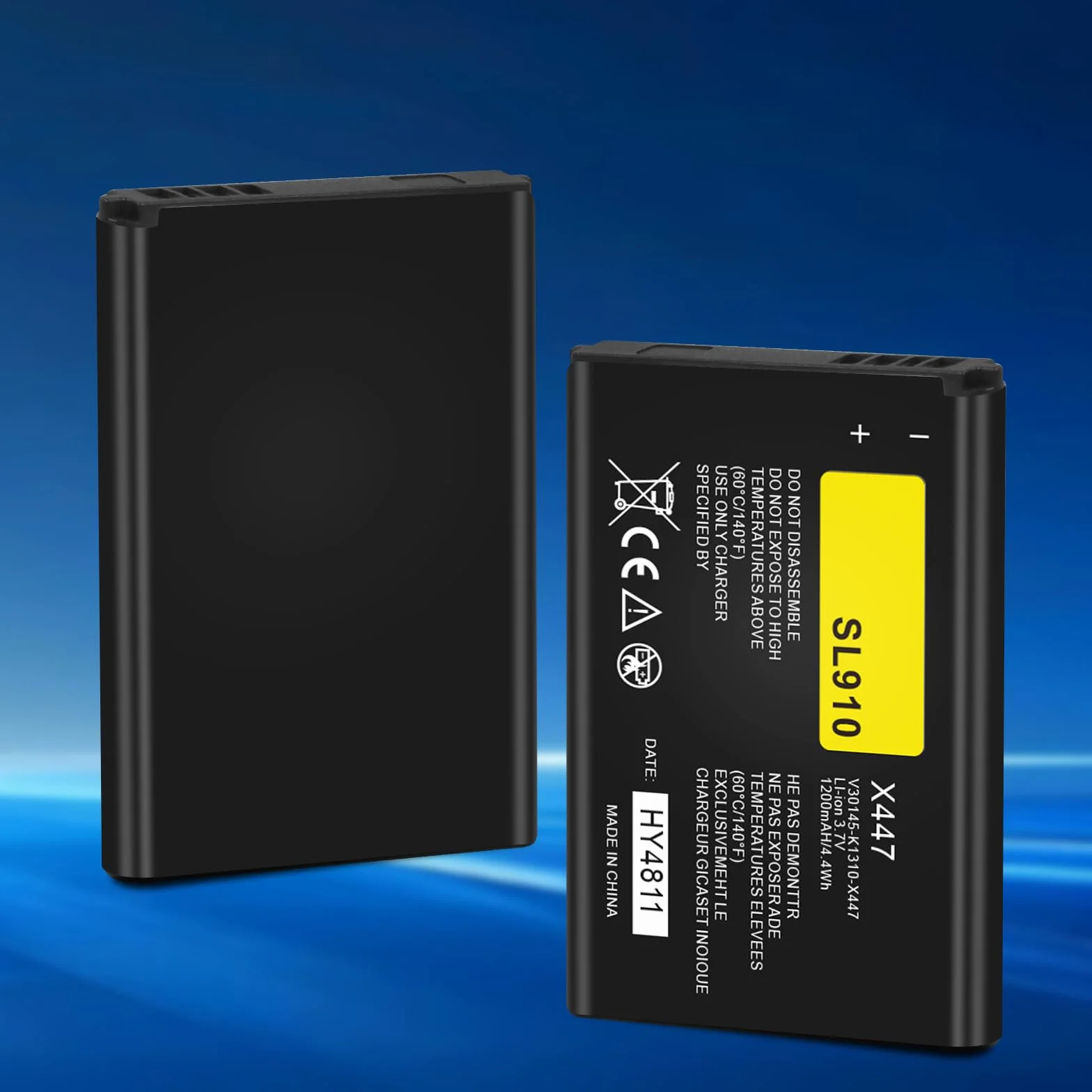 Lot de 2 batteries de rechange Li-ion 3,7 V 1200 mAh pour Siemens Gigaset SL910 SL910A SL910H compatible avec V30145-K1310K-X447 V30145-K1310-X447 V30145-K1310K-X447-00 - HY