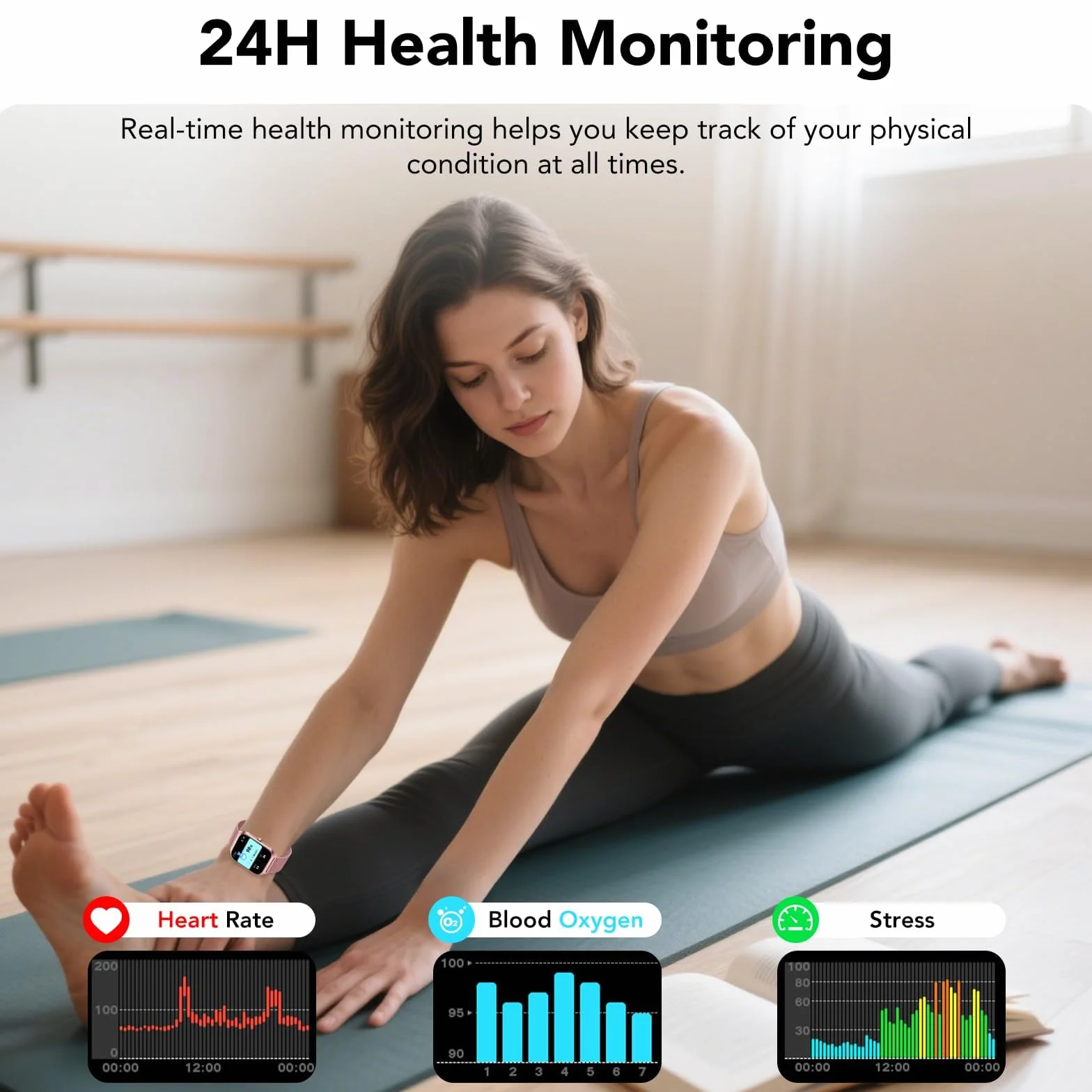 CASCHO Montre Connectée Femme avec Appel Bluetooth, 1.85"HD Smartwatch Femme avec Fréquence Cardiaque/Sommeil/SpO2, IP68 Étanche Fitness Tracker avec 120+ Modes Sportifs, pour Android iOS - Doré rose