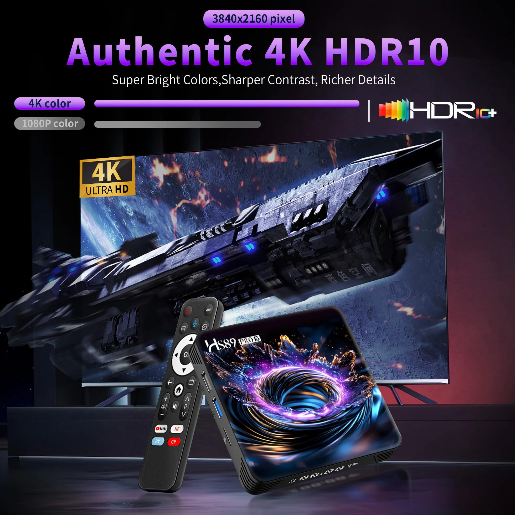 Android 14.0 TV Box, Smart TV Box with RK3539 Quad-Core 64bit Cortex-A55 Mali-G310 GPU, 2G RAM 16G ROM BT V5.4 10/100M Ethernet 4K HD 2.4G/5G Dual-Band WiFi