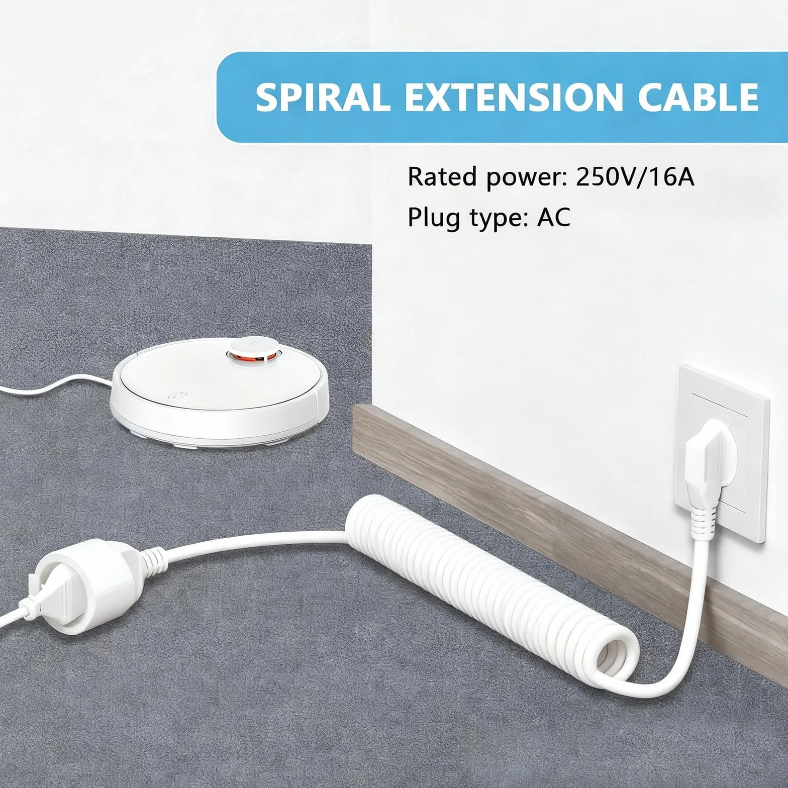 Câble de Rallonge Schuko Spiralé 3 x 1,0 mm² IP20 0,6-2m