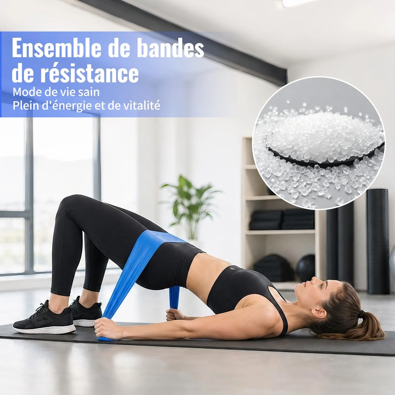 Bandes Élastiques Musculation 1.5M 4 Niveaux Résistance pour Sport Yoga Pilates