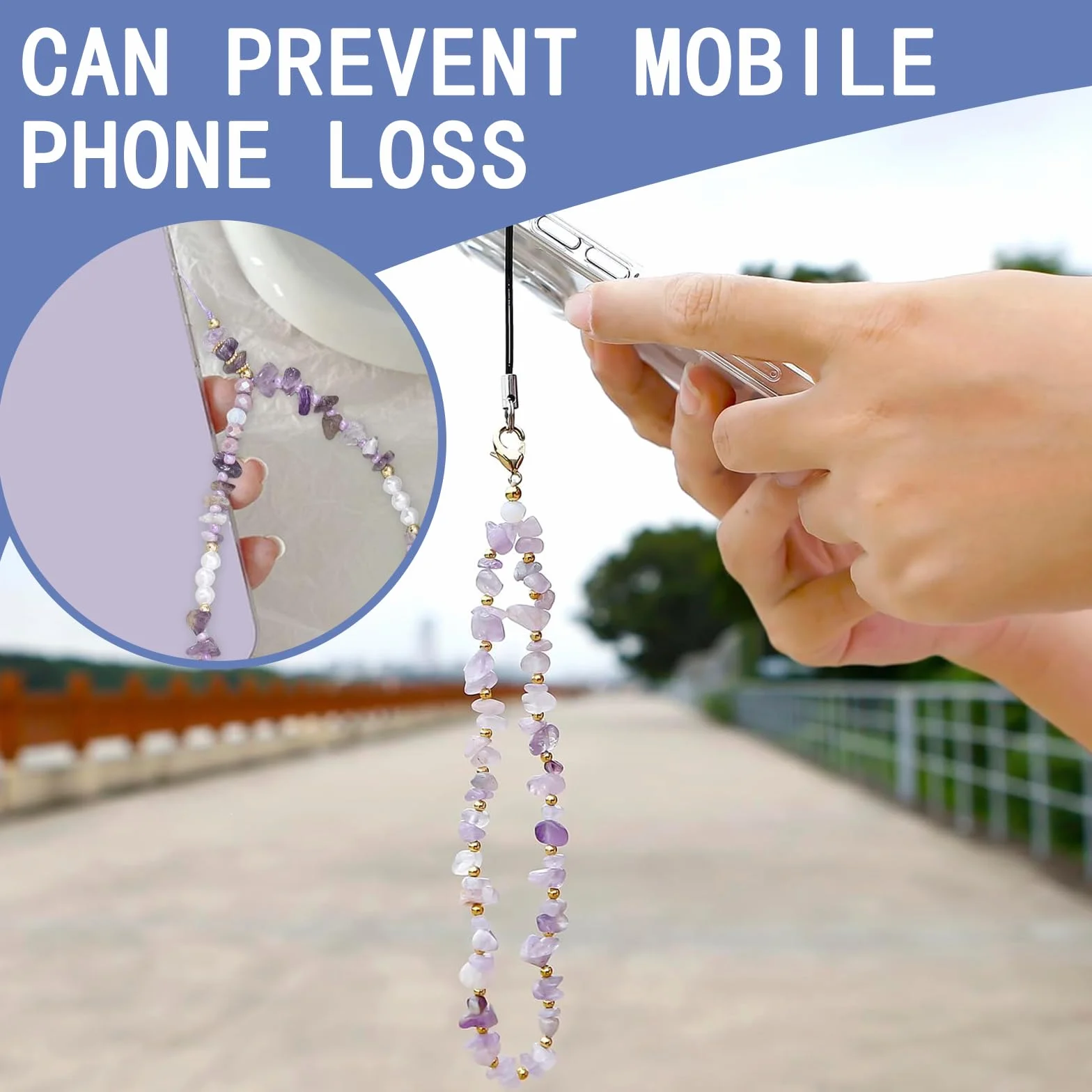 Bracelet téléphone Charme de corde, Dragonne perlée, Sangle chaîne fleur de cristal perlée Anti-perdus