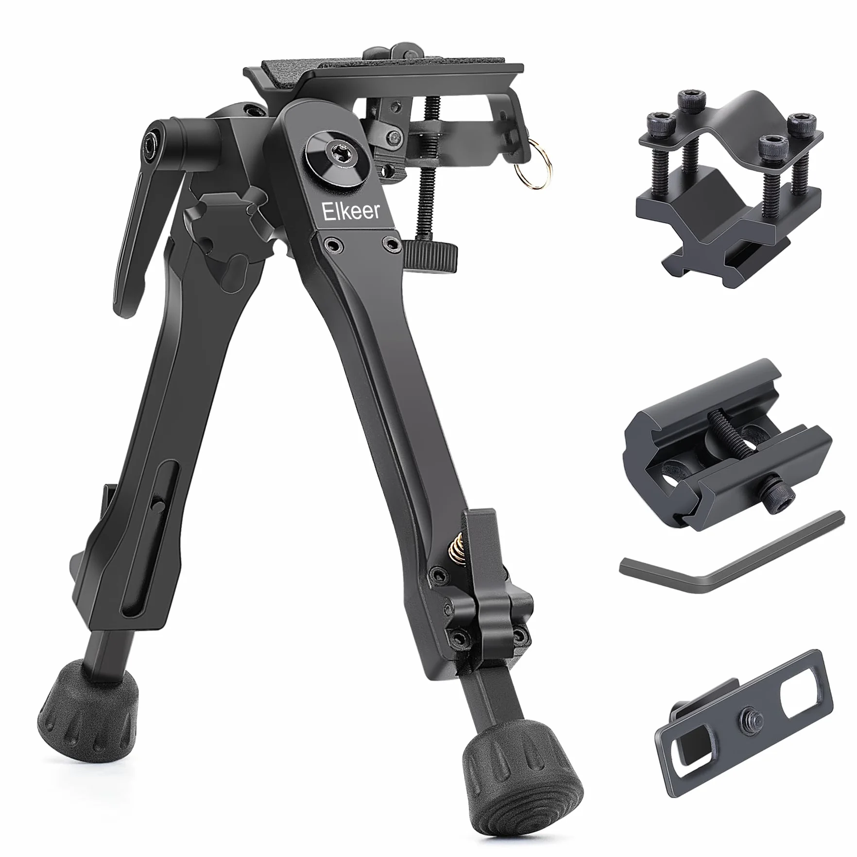Bipied pivotant inclinable avec 3 adaptateurs, adaptateur à vis 6,35 mm pour appareil photo pour activités de plein air, 7-10"