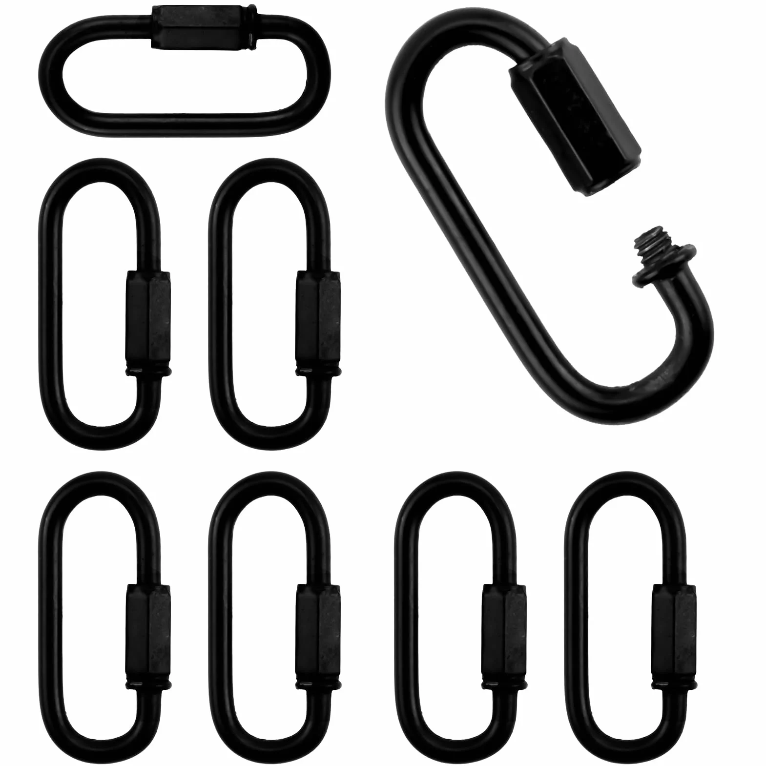 Petit Mousqueton 8PCS 44x19mm Rapide Connecteur De Chaîne À Maillon Mini Porte Clé Noir