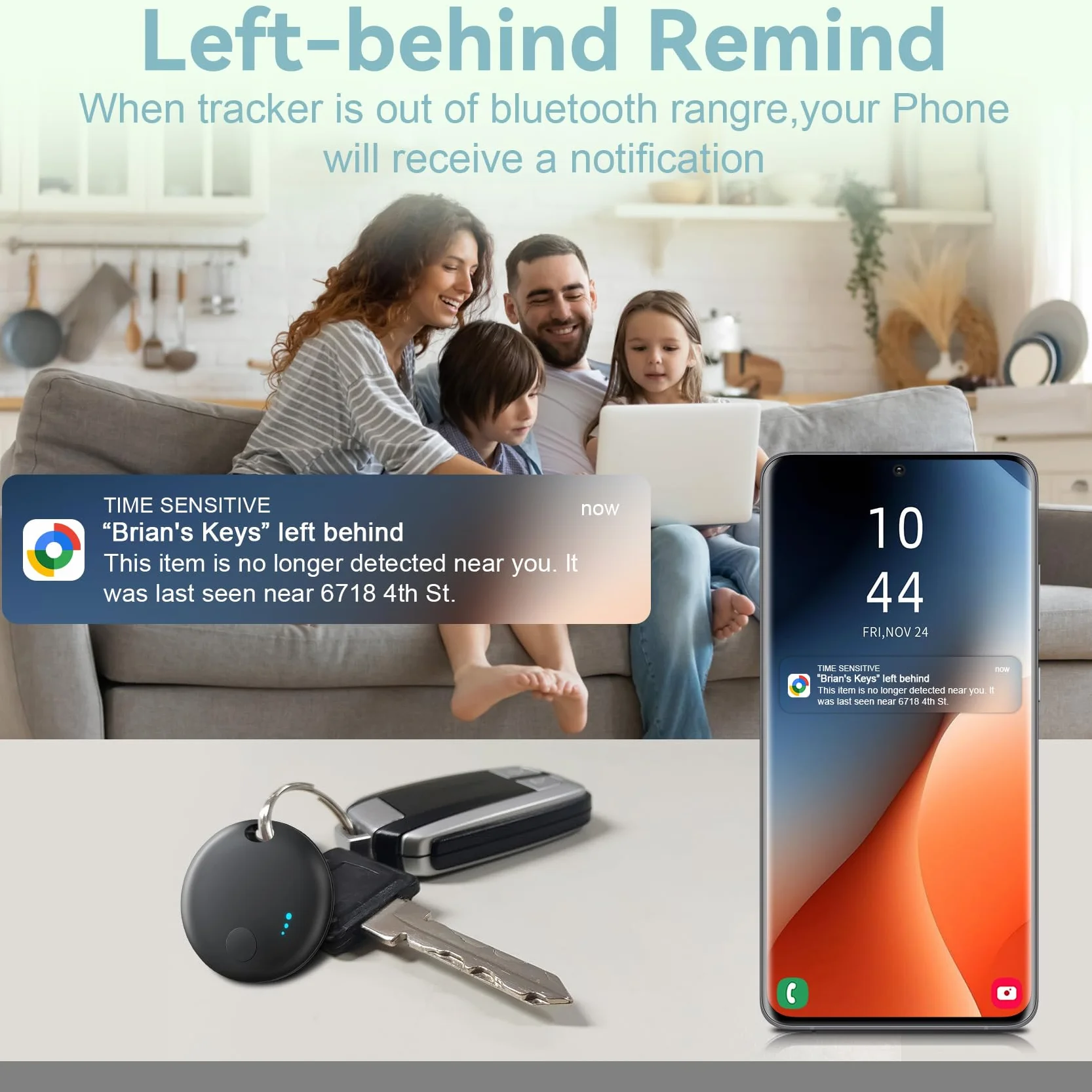 Air Tracker Android, 4 Traceur Localisateur D’Objets Bluetooth, Smart Tracker Tag Fonctionne avec l’app Google Localiser (Uniquement Android), Smart Traceur Tag pour clés, Bagages