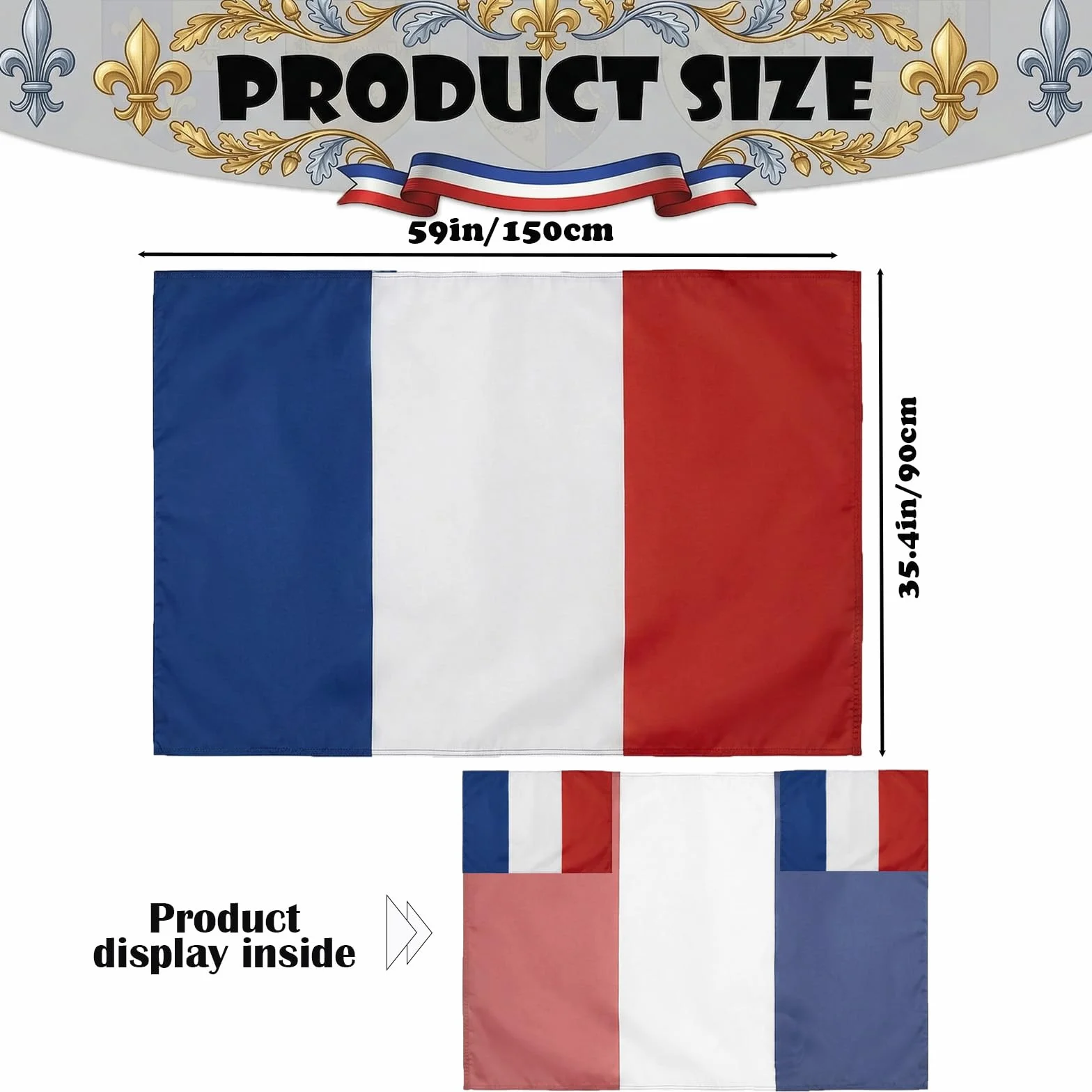 YESAH Cape Drapeau Français Coupe du Monde 2026 90x150cm Polyester Légère Portable Stade Matchs Fêtes