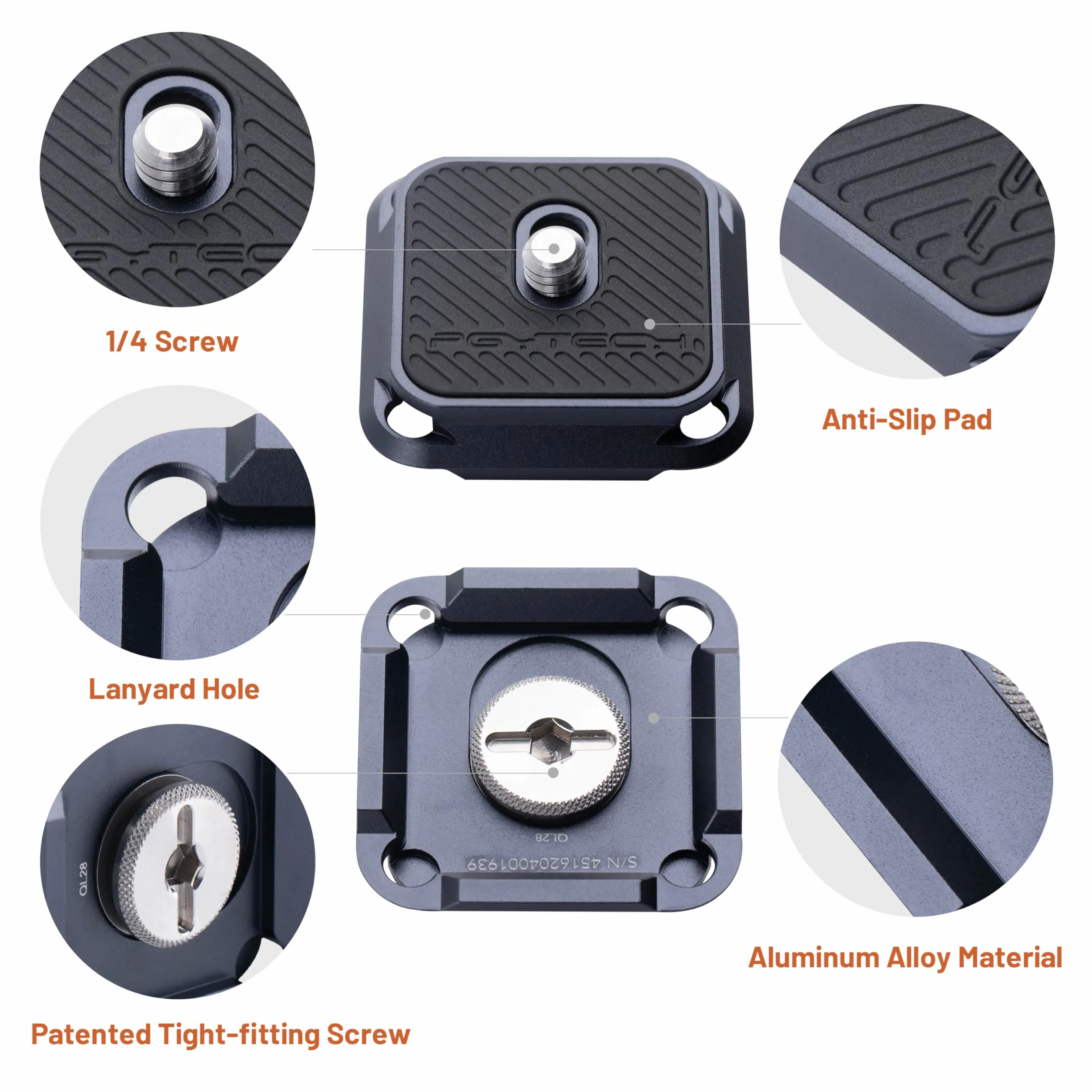 PGYTECH Plateau de Fixation Rapide Arca-Swiss, Montage Multi-Directionnel, Compatible avec Sony, Canon, Nikon et la Plupart des systèmes Photo (Plaque Seule)