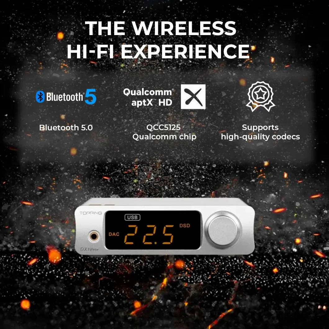 Topping DX3 Pro+ Amplificateur de Casque Bluetooth 5.0 aptX HD, LDAC, Noir