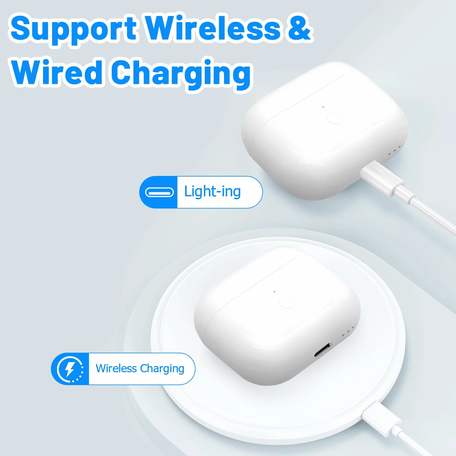 Boîtier de Recharge sans Fil AirPods 3, Remplacement avec Boutons d'appairage, Batterie 620 mAh, Port L