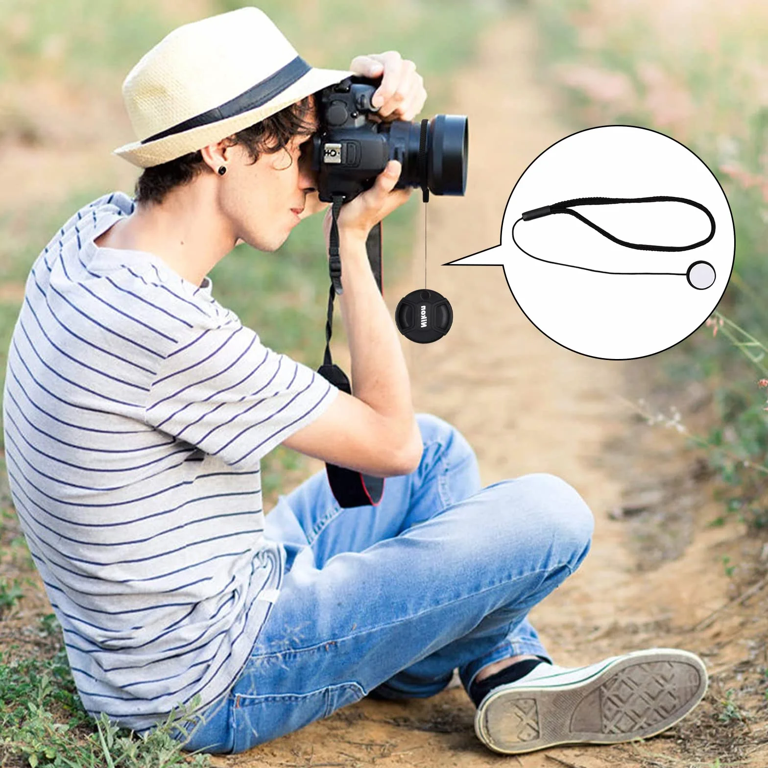 5 Pièces Dragonne Appareil Photo Poignet, Cache Objectif Universel, Bouchons D'objectif élastiques, Lanière Élastique Auto-adhésive Chaîne Anti-Perte Compatible pour éviter de Perdre