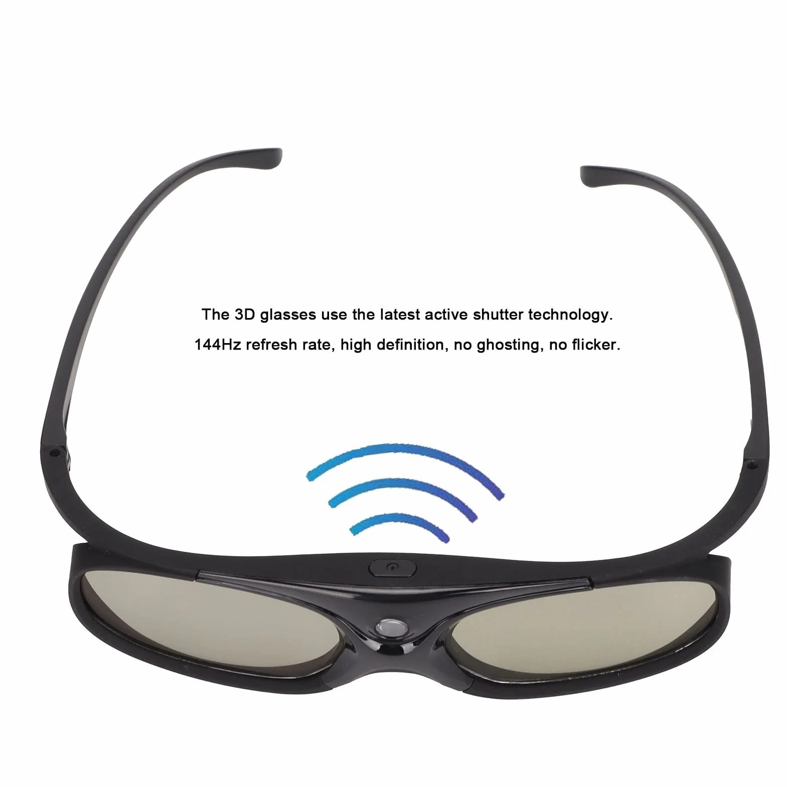 Lunettes 3D pour Orojecteurs 3D DLP, Lot de 2 Lunettes à Obturateur Actif 144 Hz, Batterie 80 MA Intégrée, Prise en Charge pour Optoma, pour BenQ, pour Acer, pour Vivitek, pour Dell, pour Viewsonic