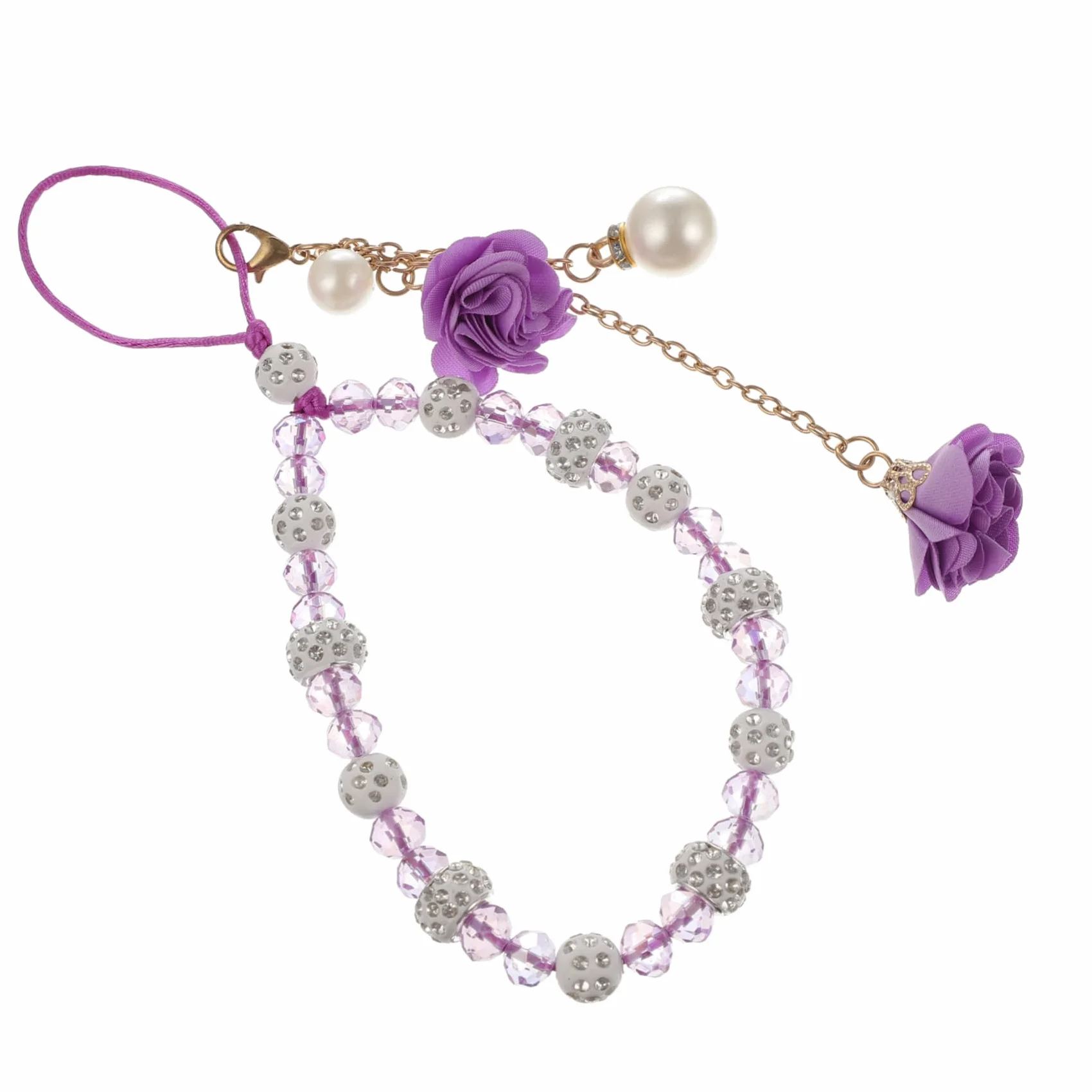 3 Pièces Pendentif Fleur Cristal pour Téléphone Portable Chaîne Décorative Lanière de Poignet Perte Accessoire Élégant pour Femmes et Filles