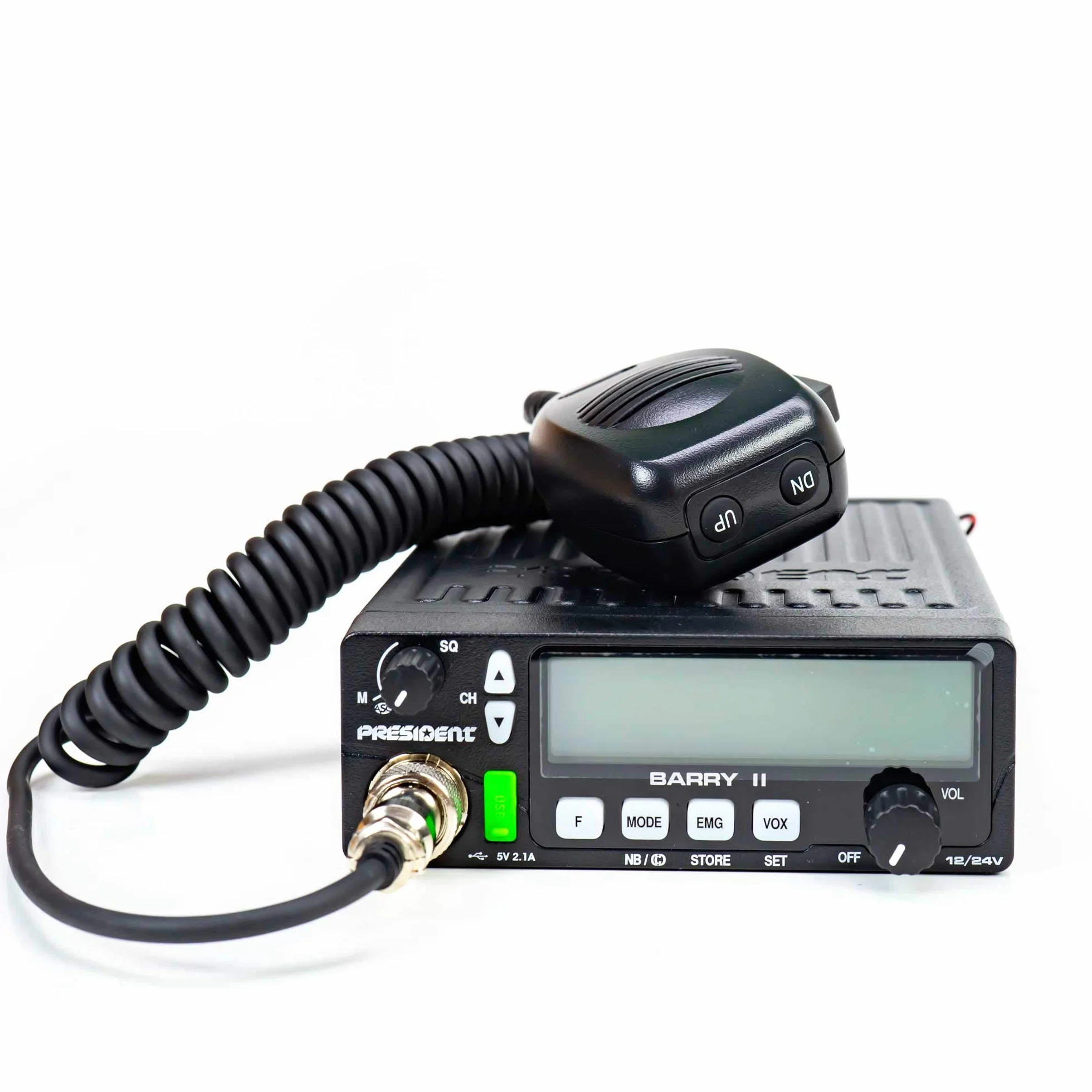 Radio CB President Barry II ASC AM/FM, Roger Beep, NB, ANL, Port USB, 12V / 24V