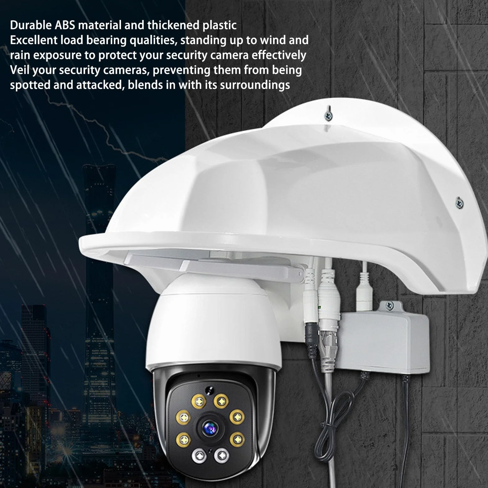 Couvercle de Pluie pour Caméra Extérieure de Surveillance - Toit de Protection Contre Les Conditions Météorologiques (Blanc)