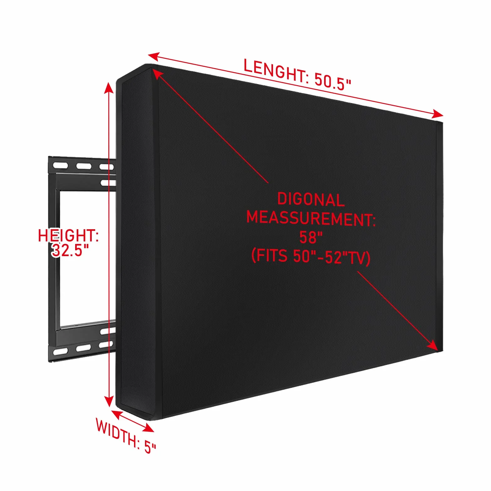 Housse TV extérieure 50"-52" 52 x 33 x 5 pouces Résistant aux intempéries Noir