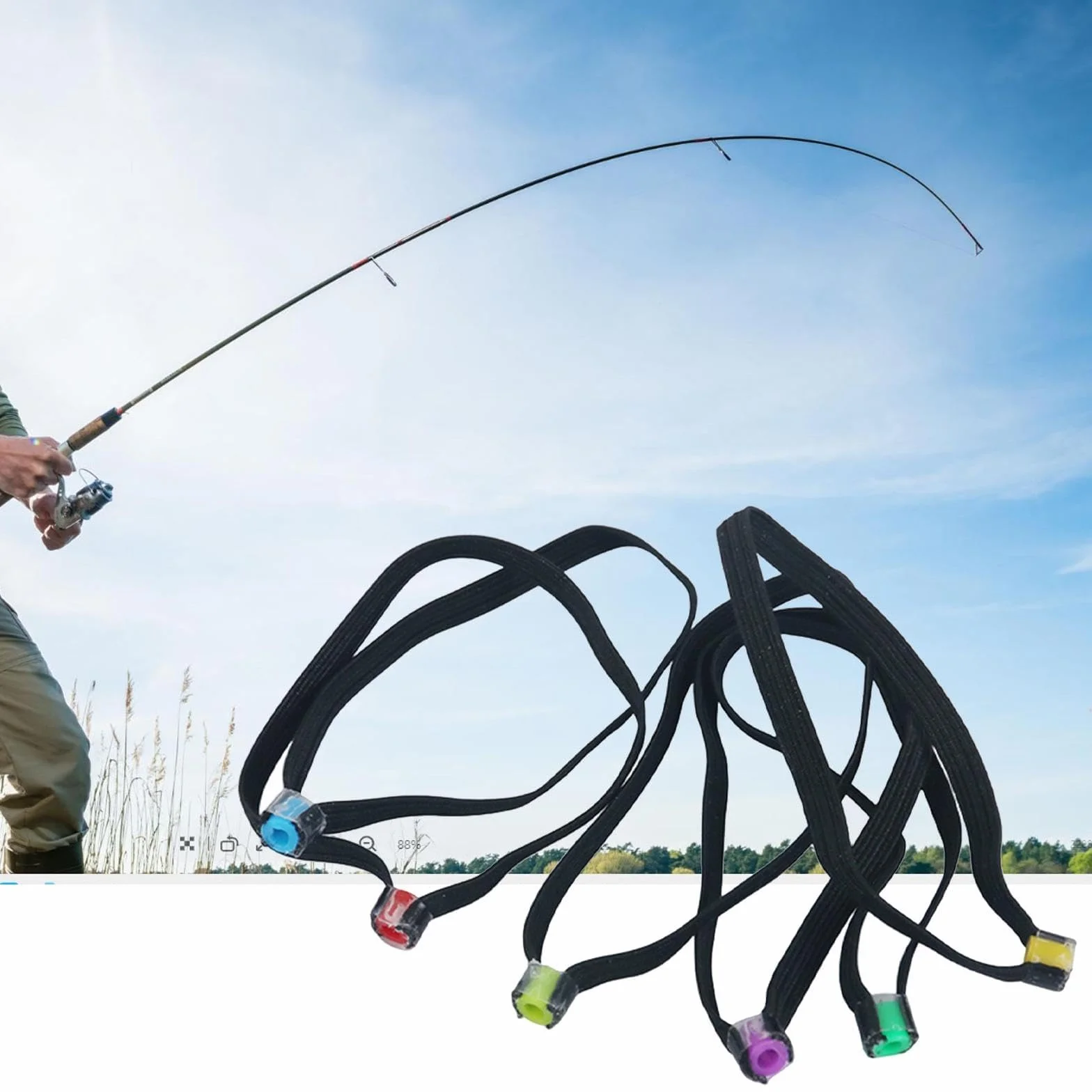 Tippet Lot de 6 anneaux de pêche élastiques portables