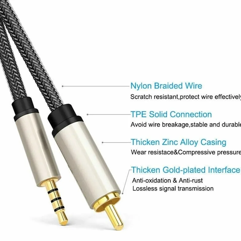 Câble audio-vidéo coaxial numérique stéréo 3,5 mm mâle vers SPDIF for RCA for TV, barre de son, enceinte, système audio domestique(1M,1pc)