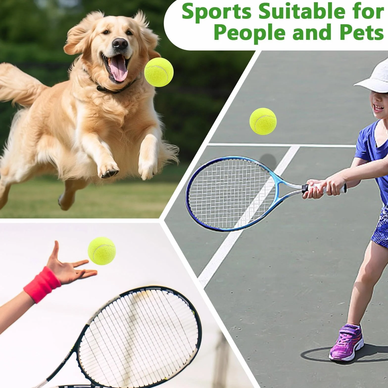 Balles de Tennis Loisirs Haute élasticité Feutre Haute Visibilité Pack de 6